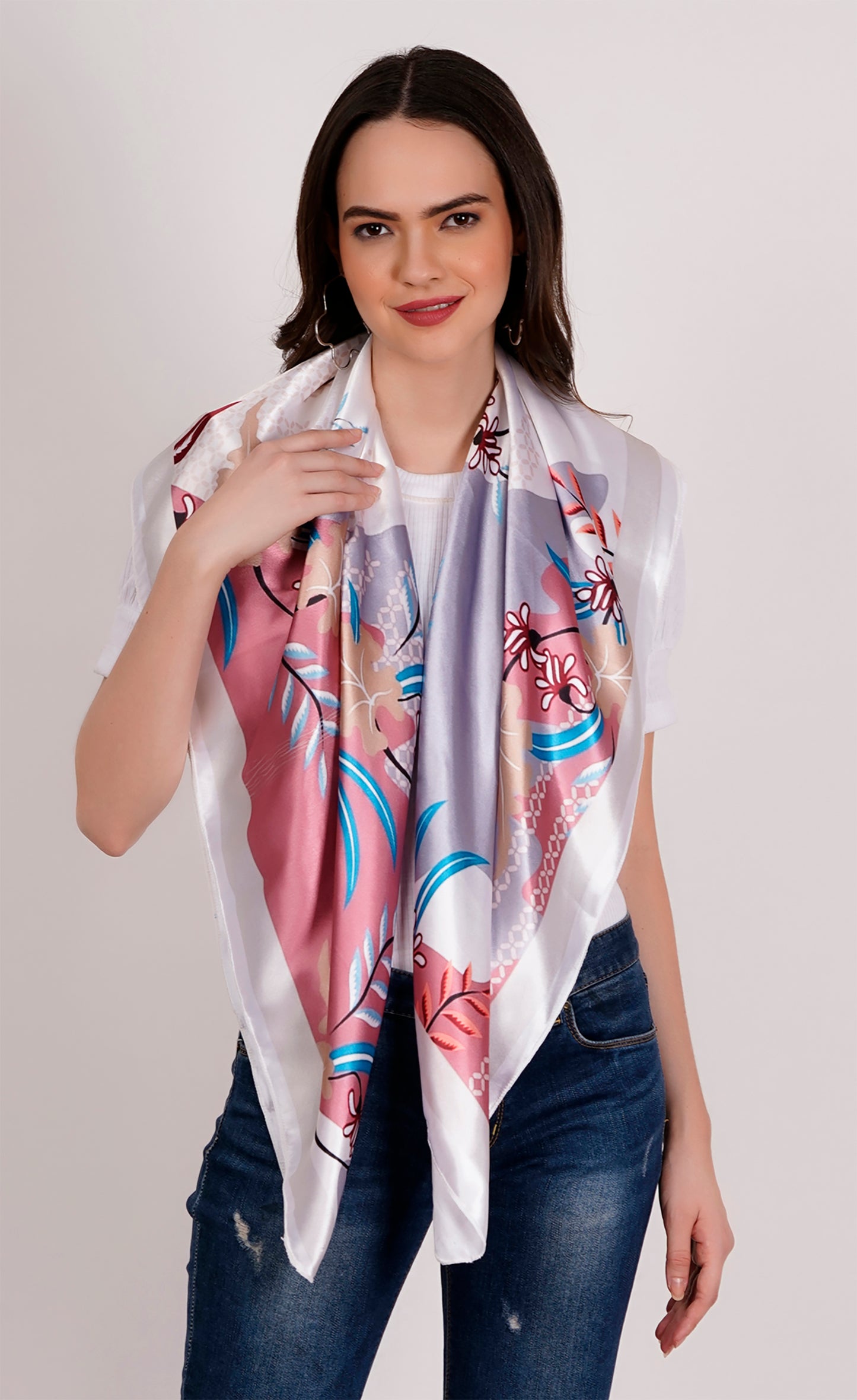 AXOLOTL Satin Silky Elegant Women Digital Print Scarf