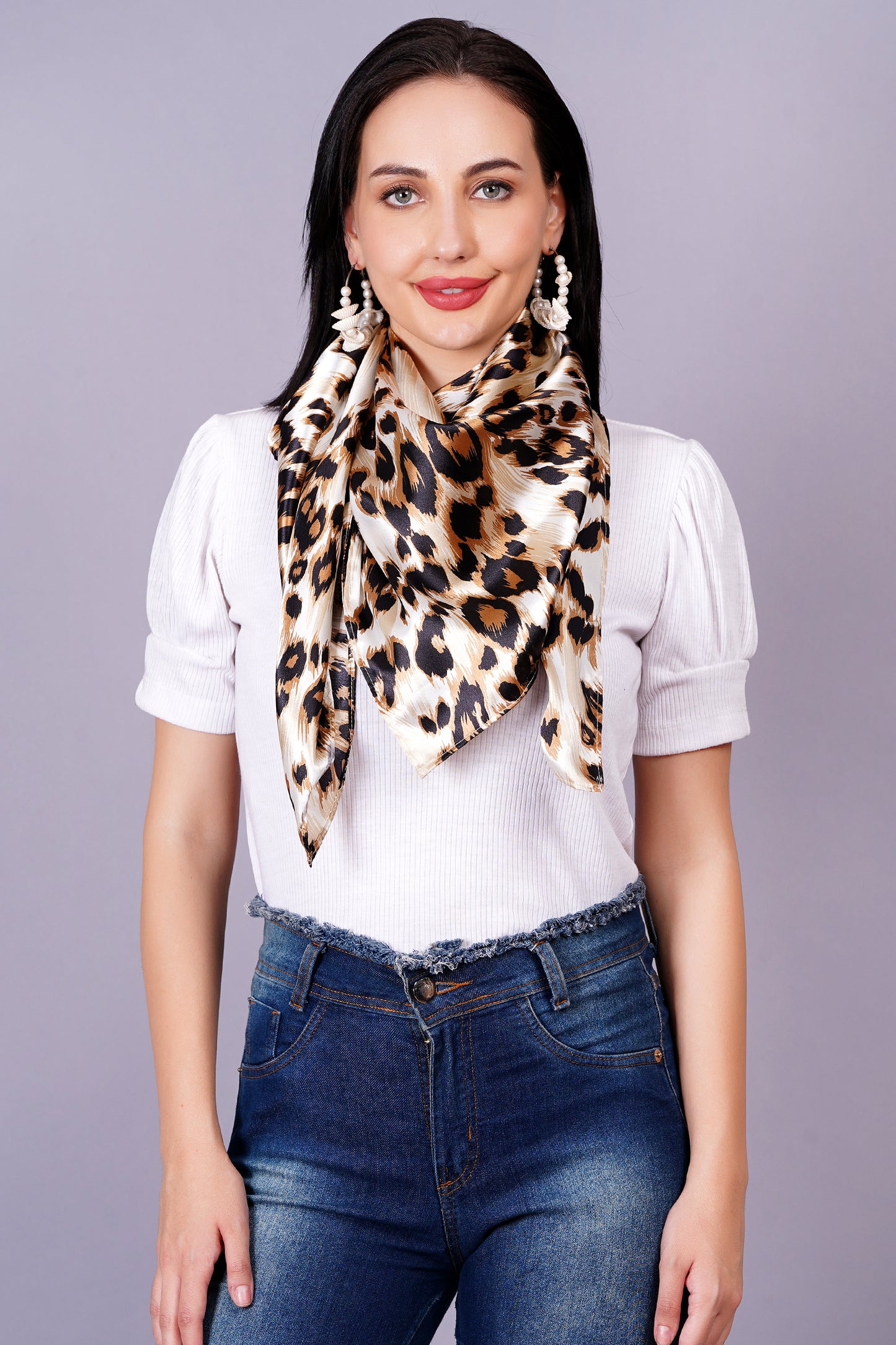 AXOLOTL Satin Silky Elegant Women Digital Print Scarf