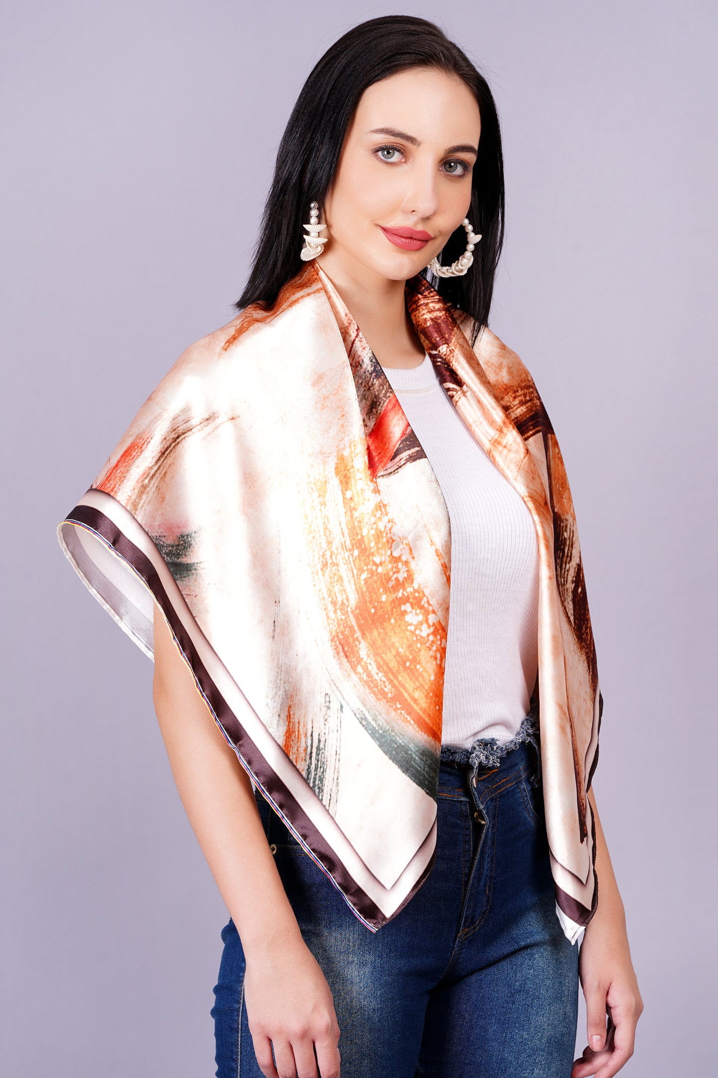 AXOLOTL Satin Silky Elegant Women Digital Print Scarf