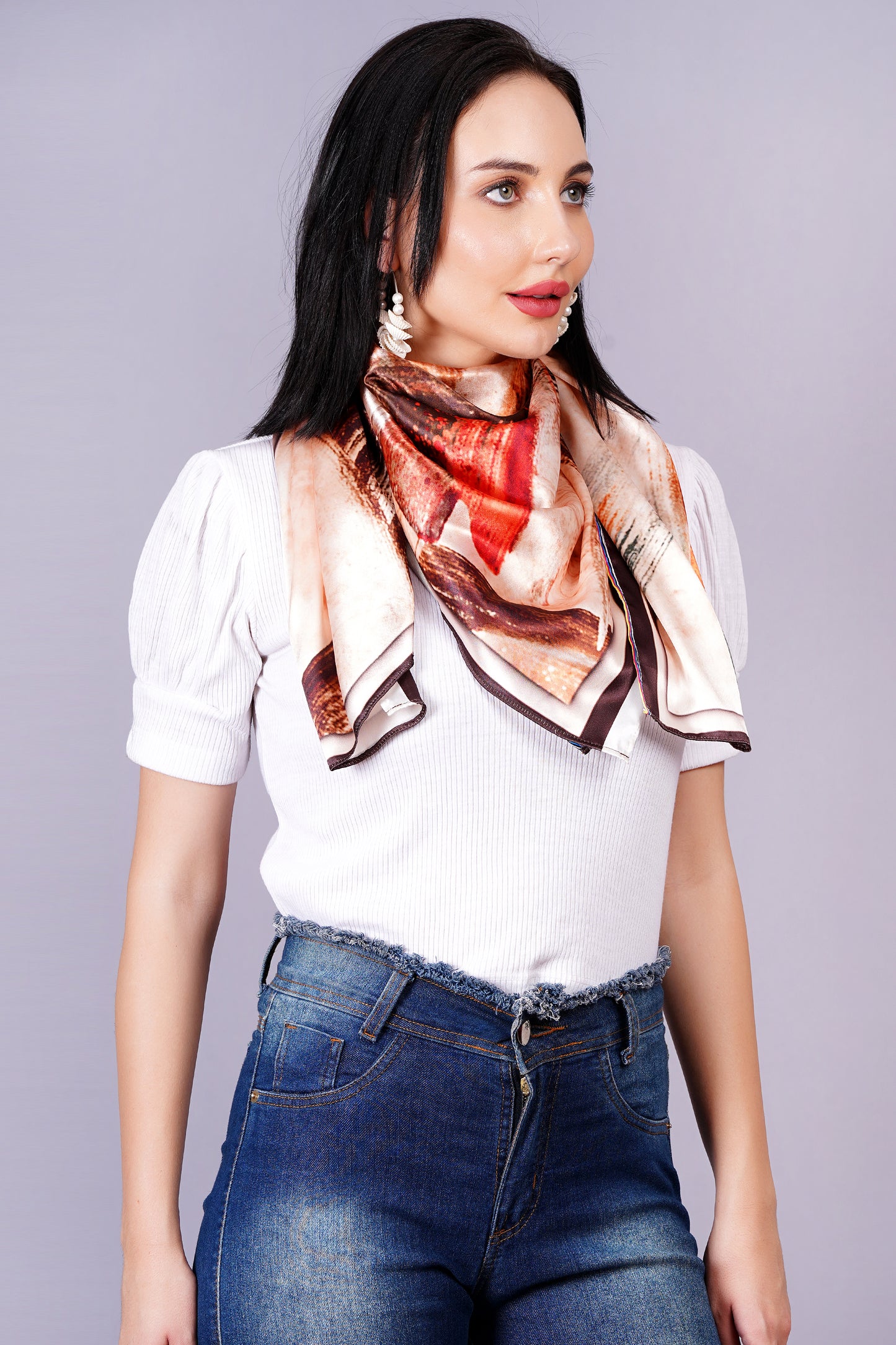 AXOLOTL Satin Silky Elegant Women Digital Print Scarf