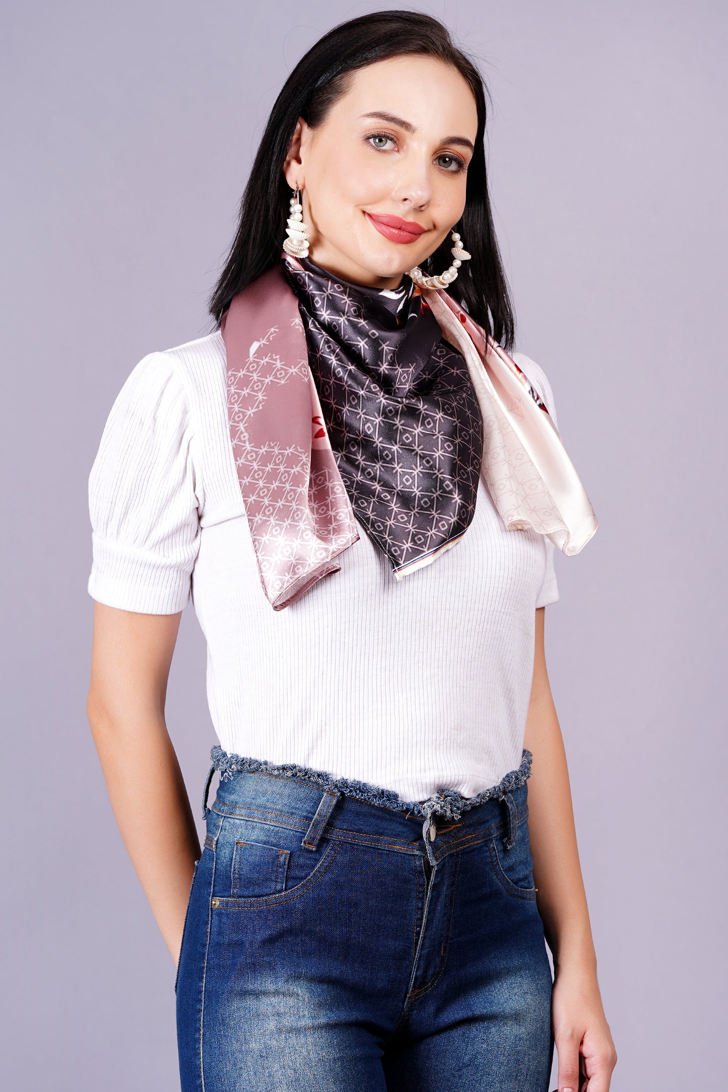 AXOLOTL Satin Silky Elegant Women Digital Print Scarf