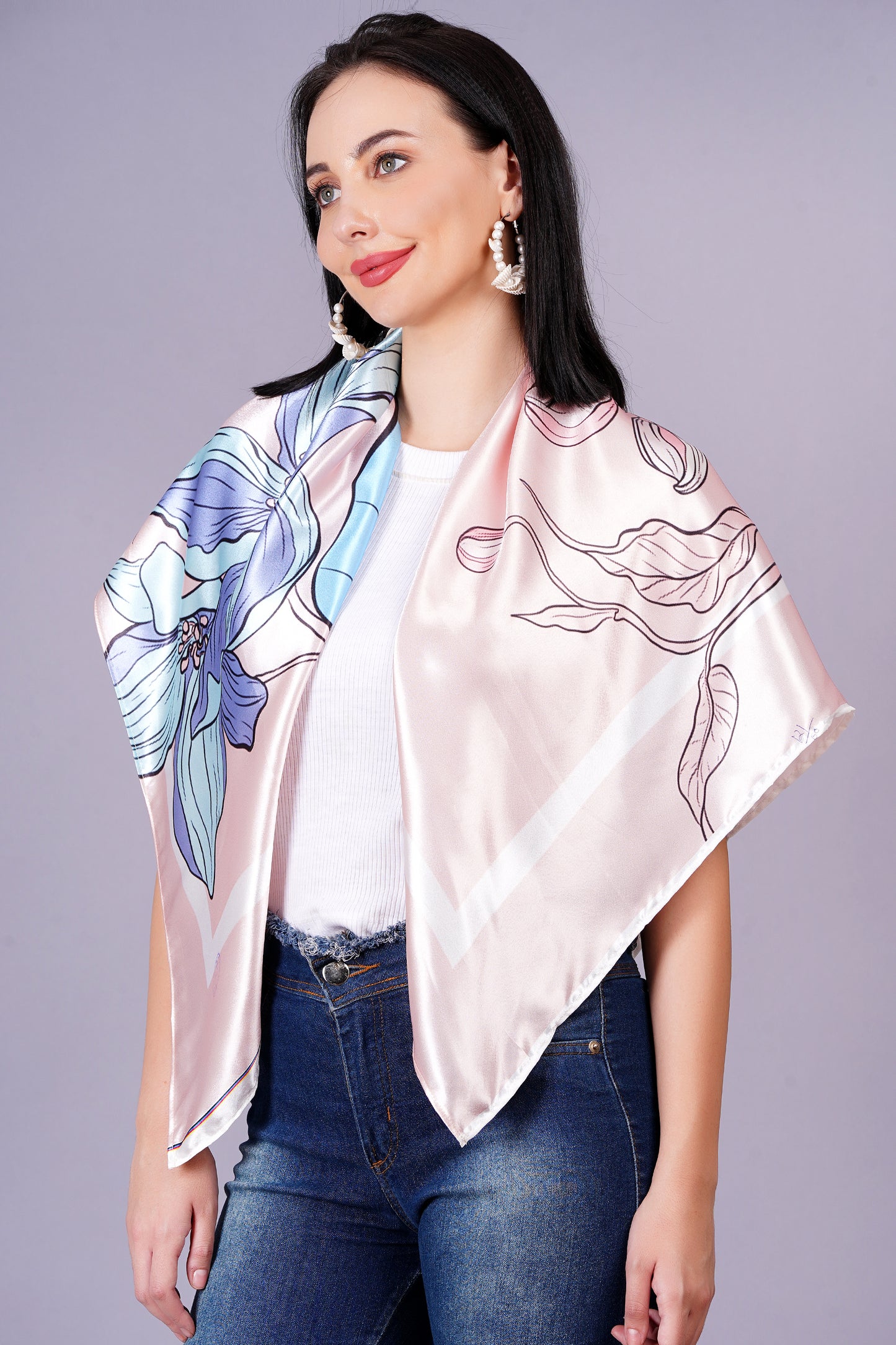 AXOLOTL Satin Silky Elegant Women Digital Print Scarf