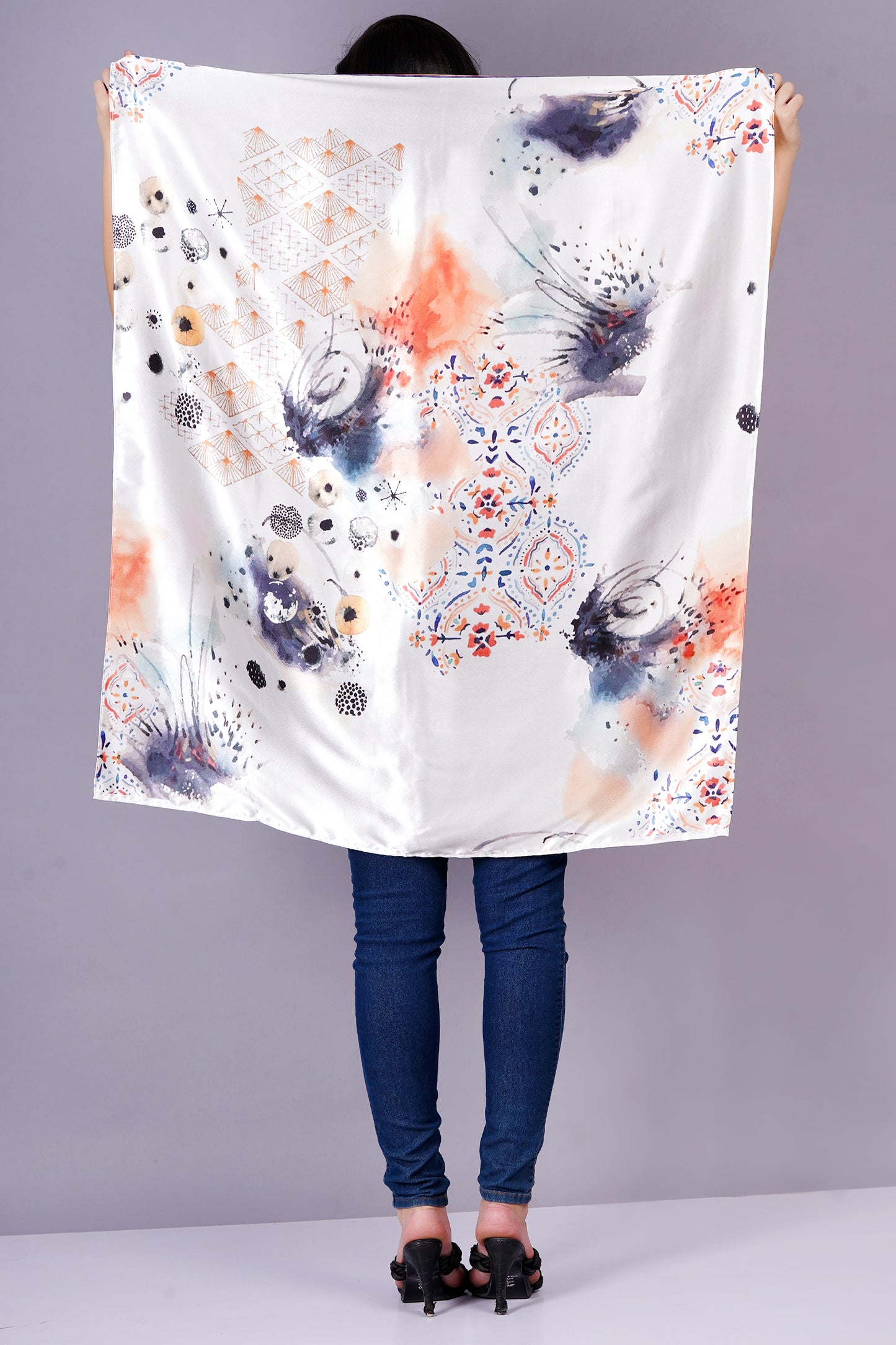 AXOLOTL Satin Silky Elegant Women Digital Print Scarf