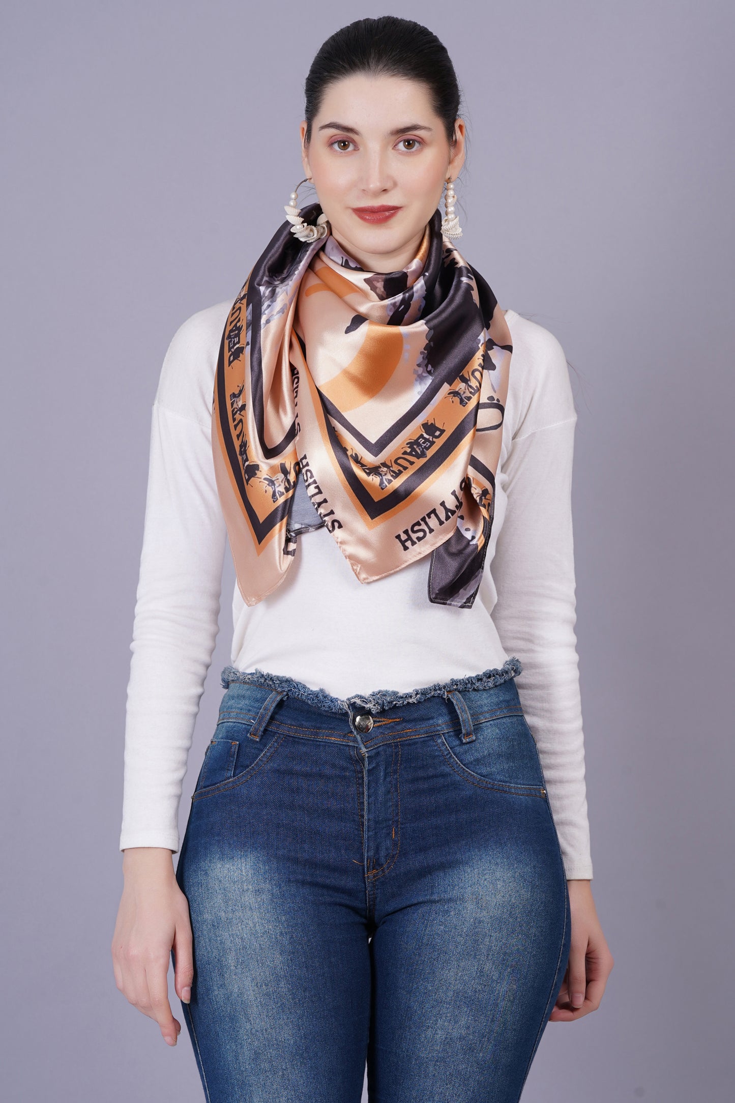 AXOLOTL Satin Silky Elegant Women Digital Print Scarf