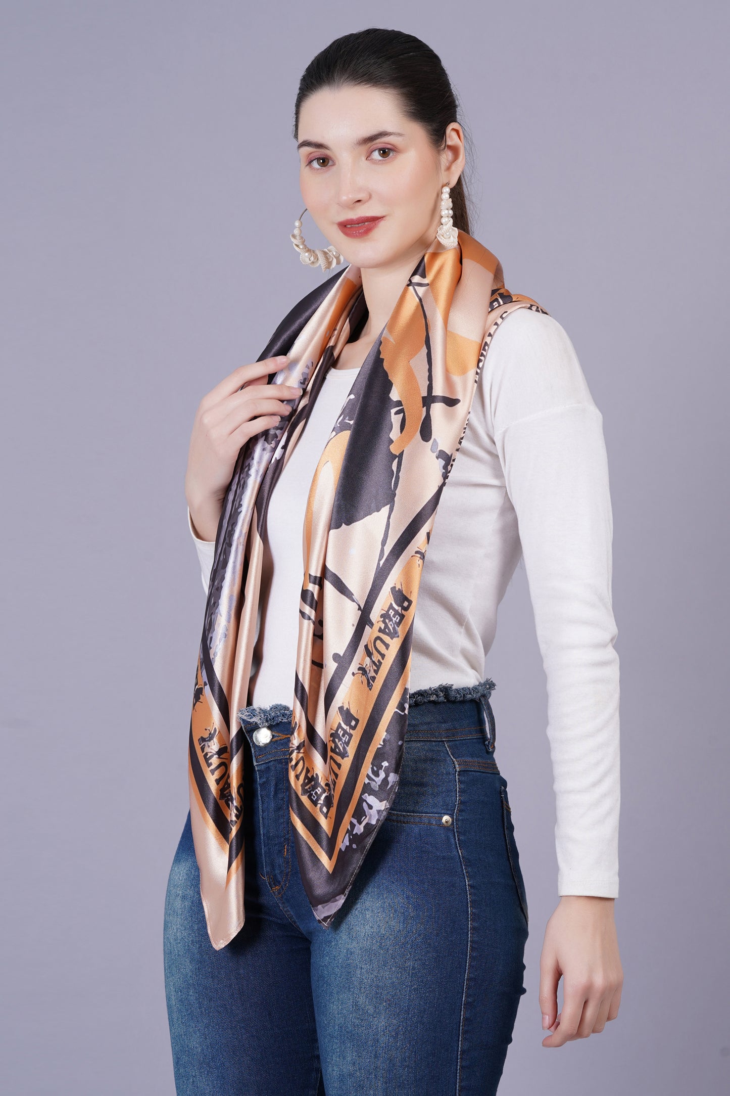 AXOLOTL Satin Silky Elegant Women Digital Print Scarf