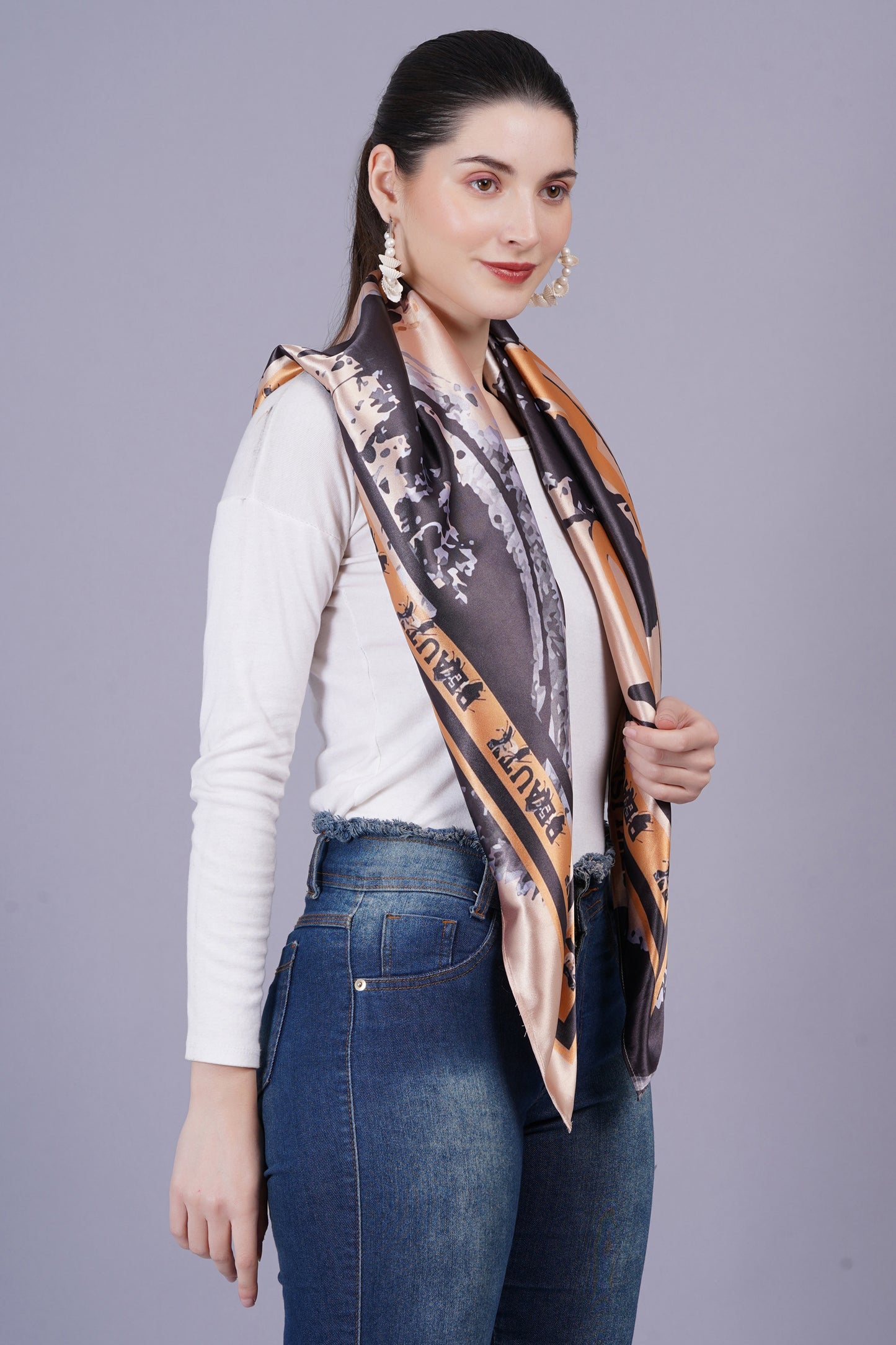 AXOLOTL Satin Silky Elegant Women Digital Print Scarf