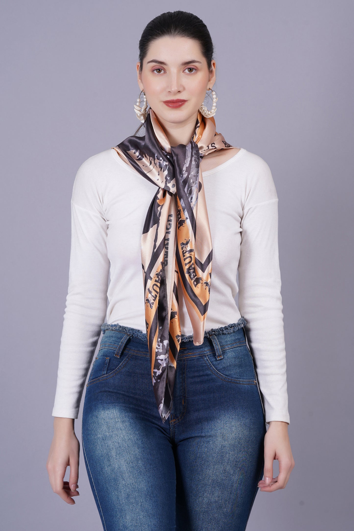 AXOLOTL Satin Silky Elegant Women Digital Print Scarf