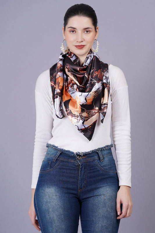 AXOLOTL Satin Silky Elegant Women Digital Print Scarf