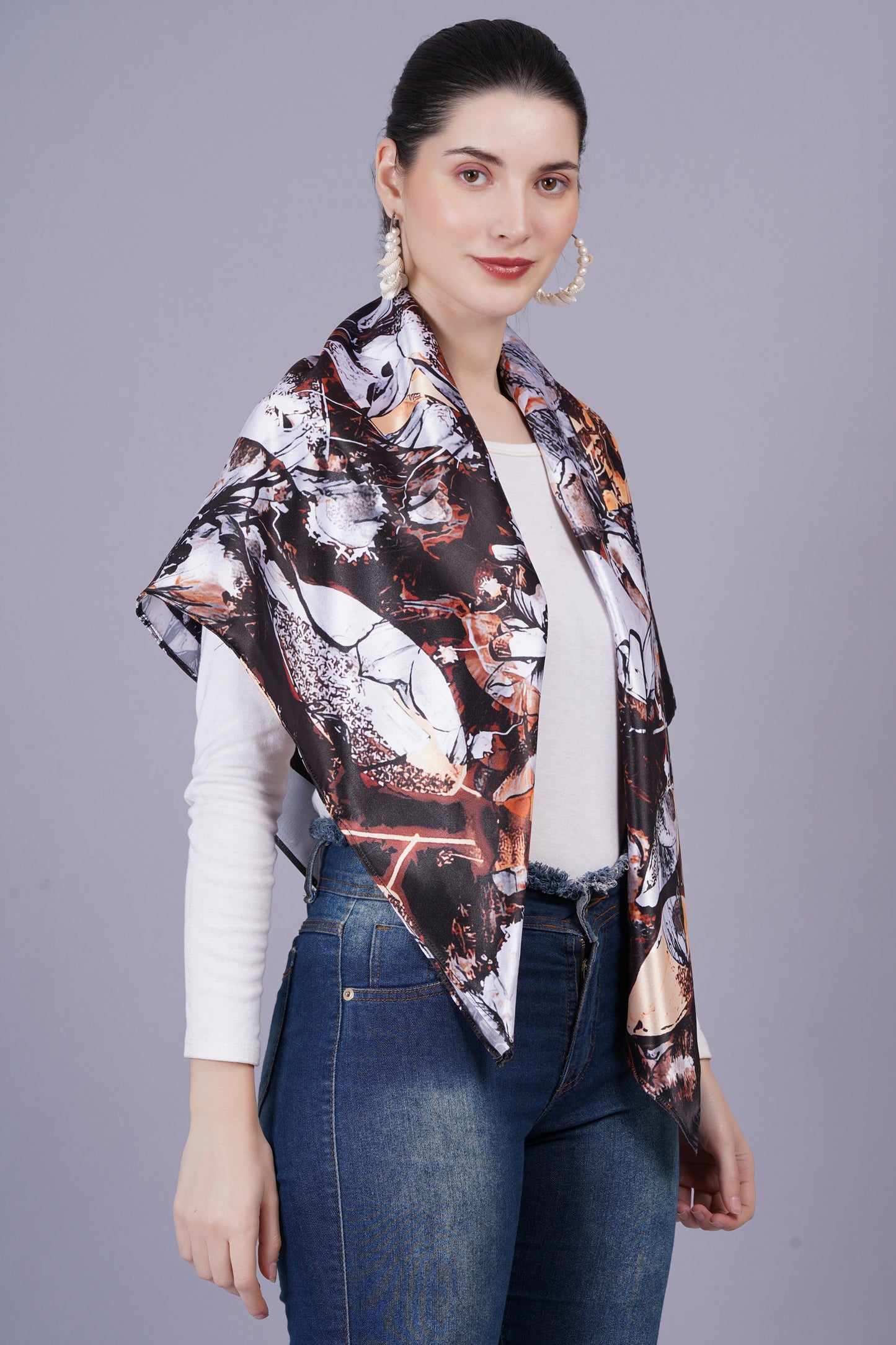 AXOLOTL Satin Silky Elegant Women Digital Print Scarf