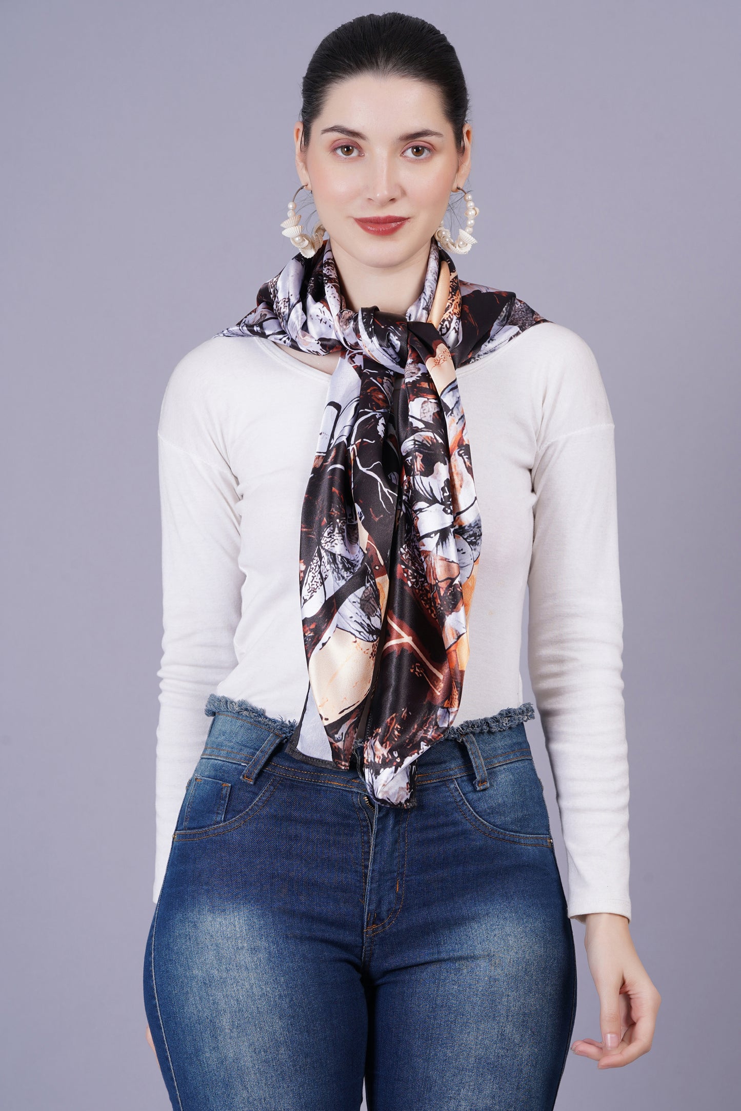 AXOLOTL Satin Silky Elegant Women Digital Print Scarf