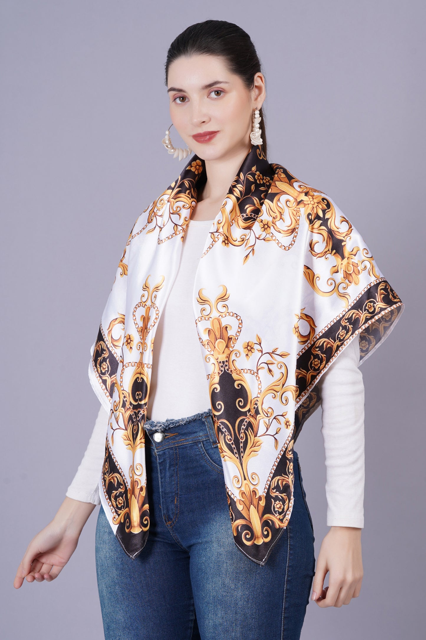 AXOLOTL Satin Silky Elegant Women Digital Print Scarf