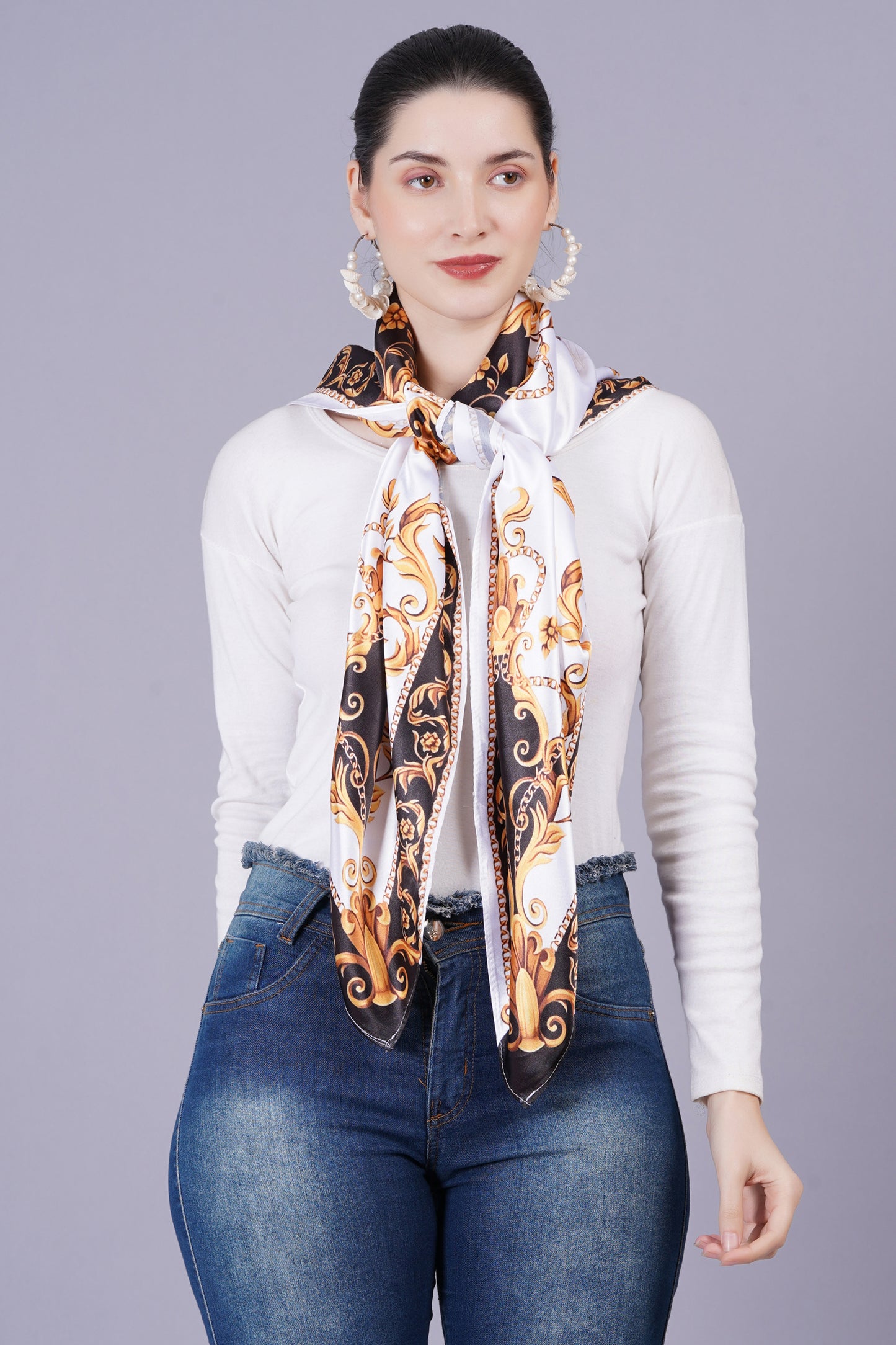 AXOLOTL Satin Silky Elegant Women Digital Print Scarf