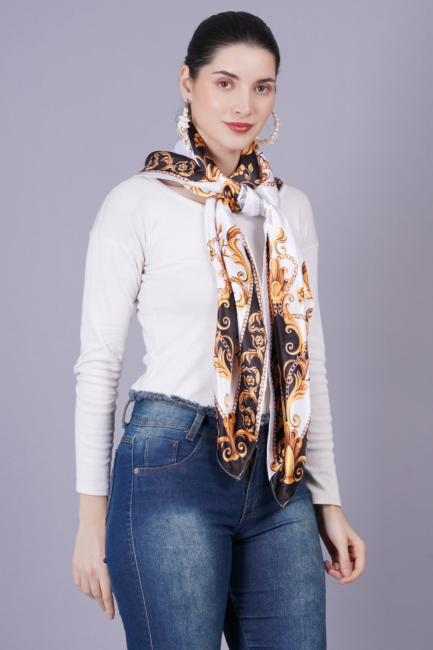 AXOLOTL Satin Silky Elegant Women Digital Print Scarf