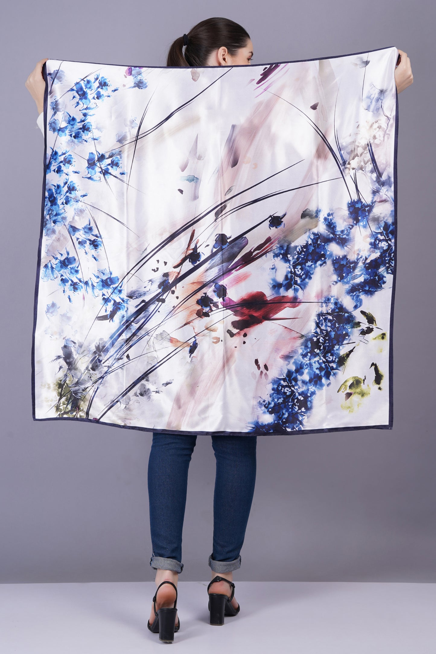 AXOLOTL Satin Silky Elegant Women Digital Print Scarf