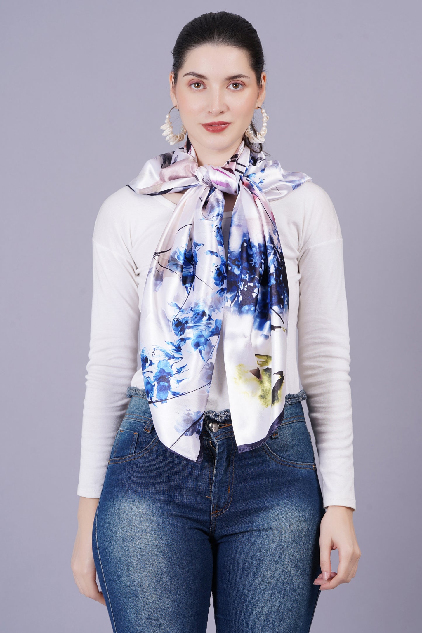 AXOLOTL Satin Silky Elegant Women Digital Print Scarf