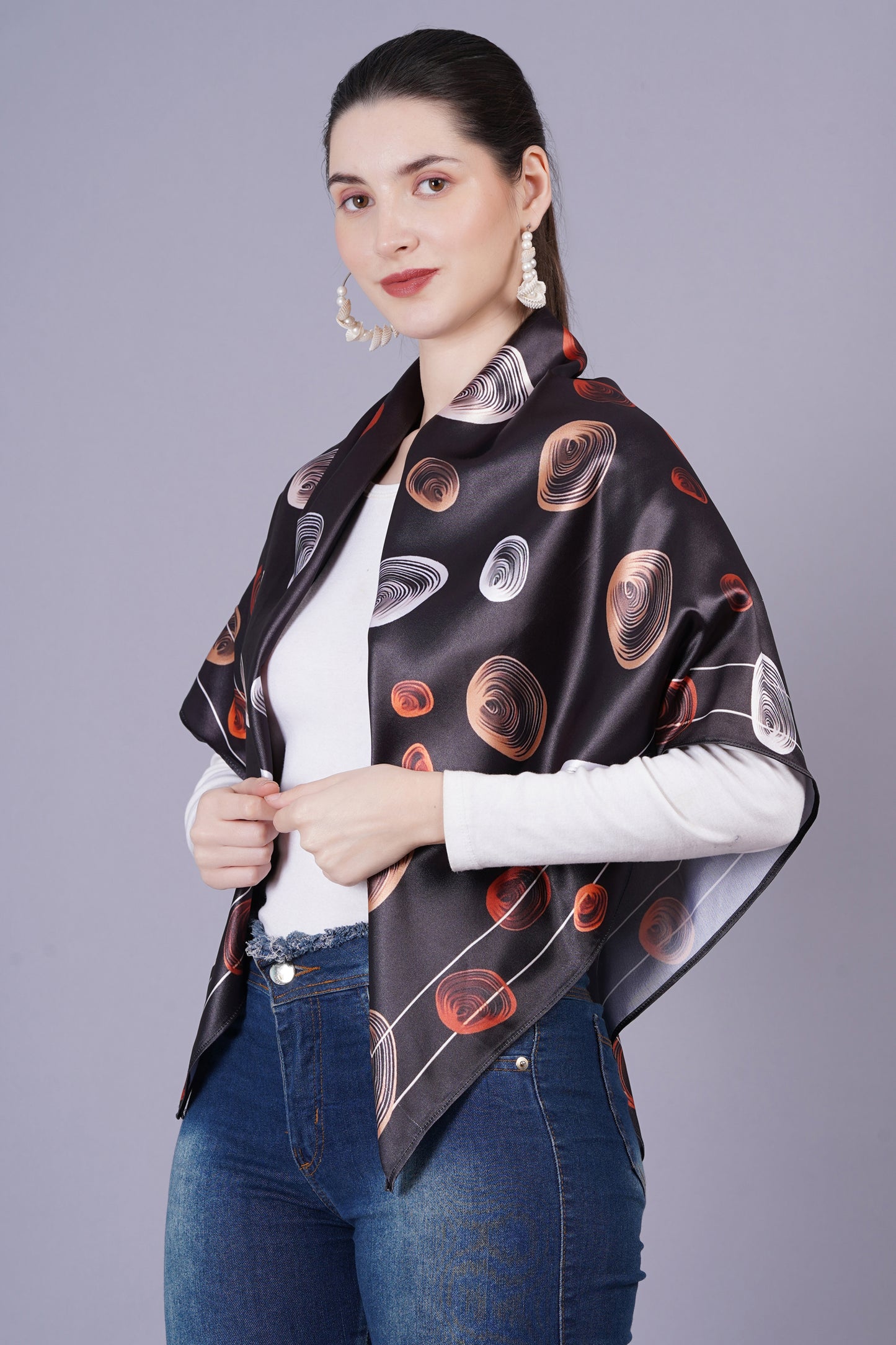 AXOLOTL Satin Silky Elegant Women Digital Print Scarf