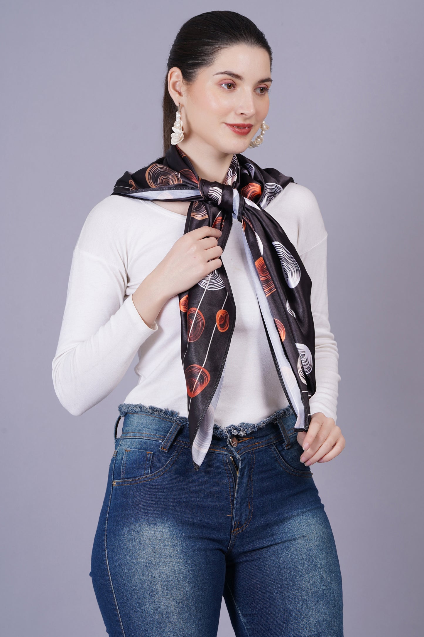 AXOLOTL Satin Silky Elegant Women Digital Print Scarf