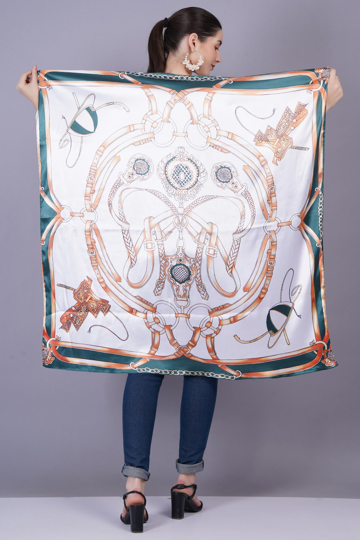 AXOLOTL Satin Silky Elegant Women Digital Print Scarf