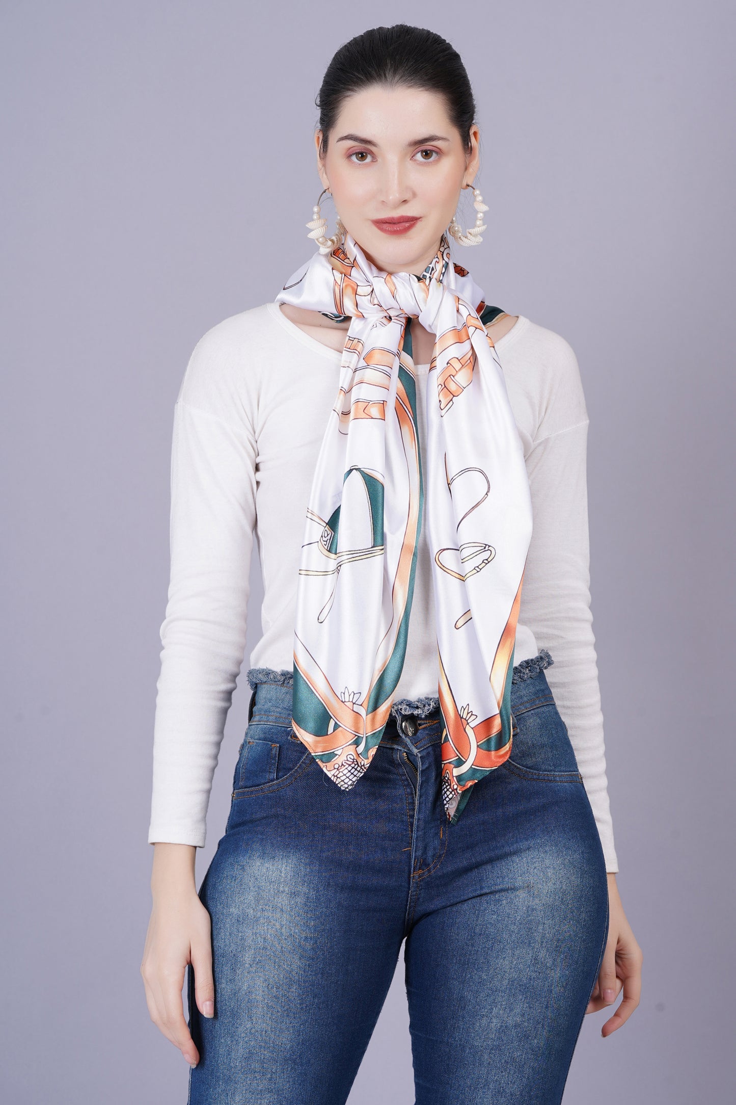 AXOLOTL Satin Silky Elegant Women Digital Print Scarf