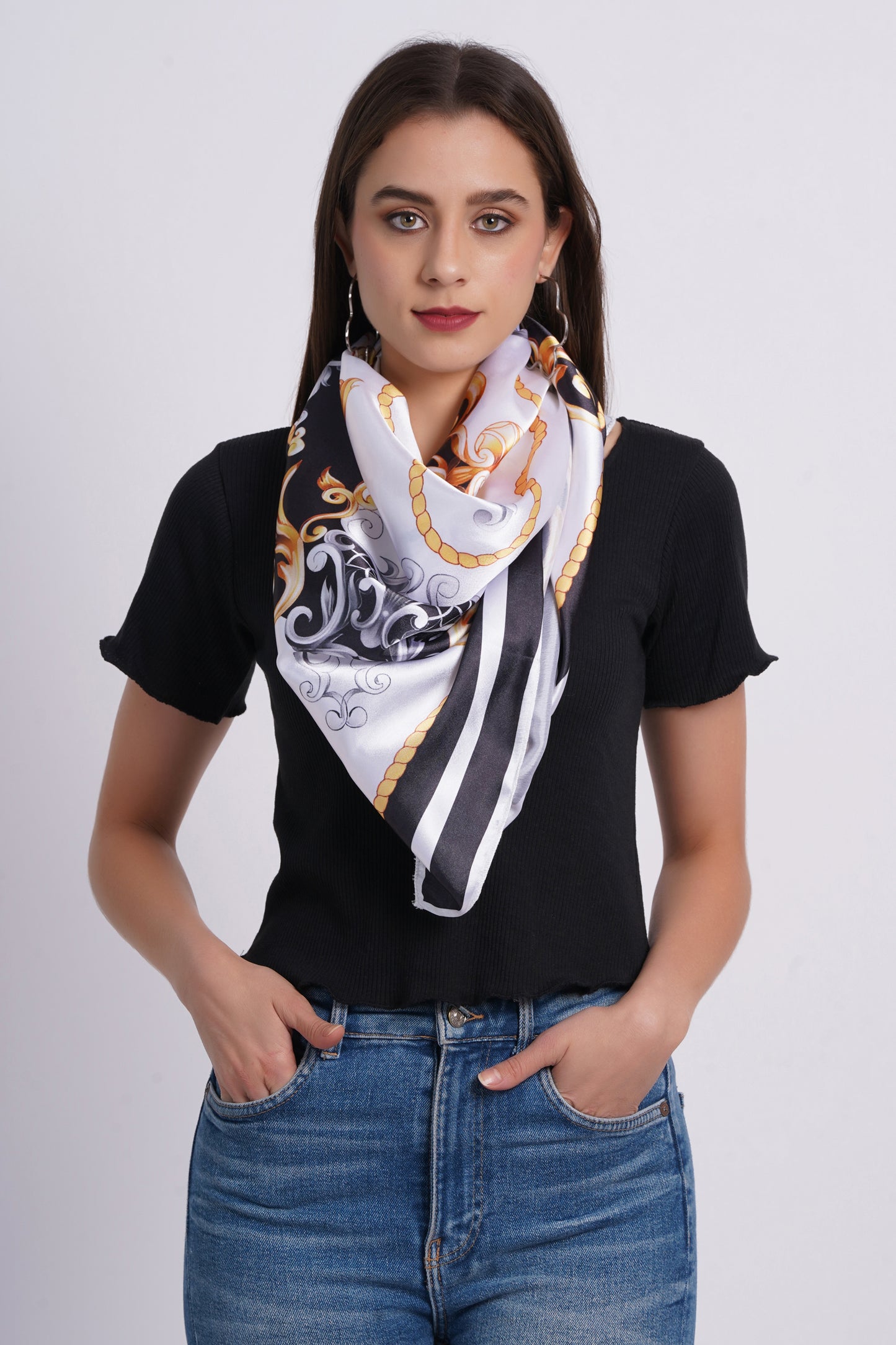 AXOLOTL Satin Silky Elegant Women Digital Print Scarf