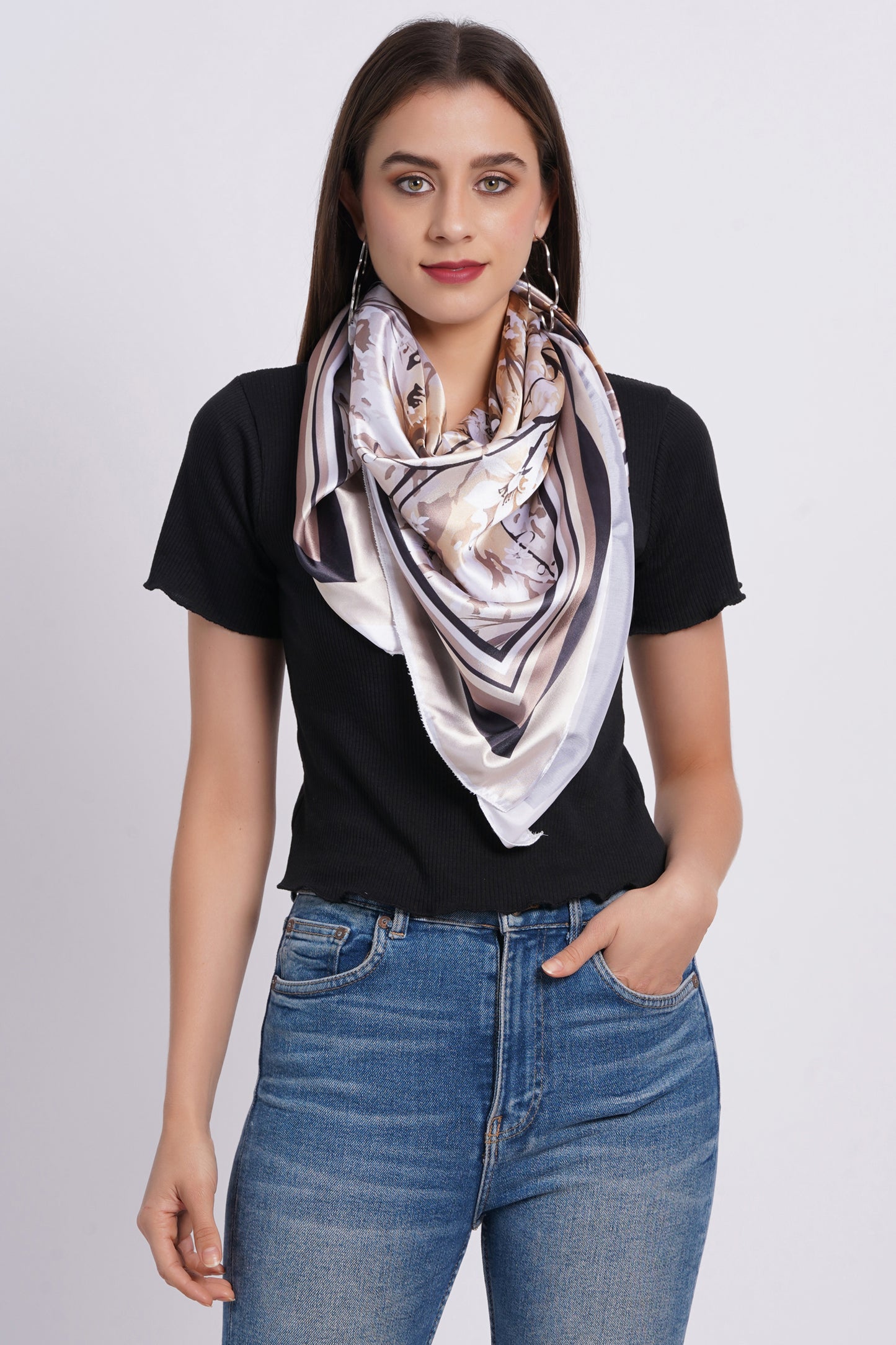 AXOLOTL Satin Silky Elegant Women Digital Print Scarf