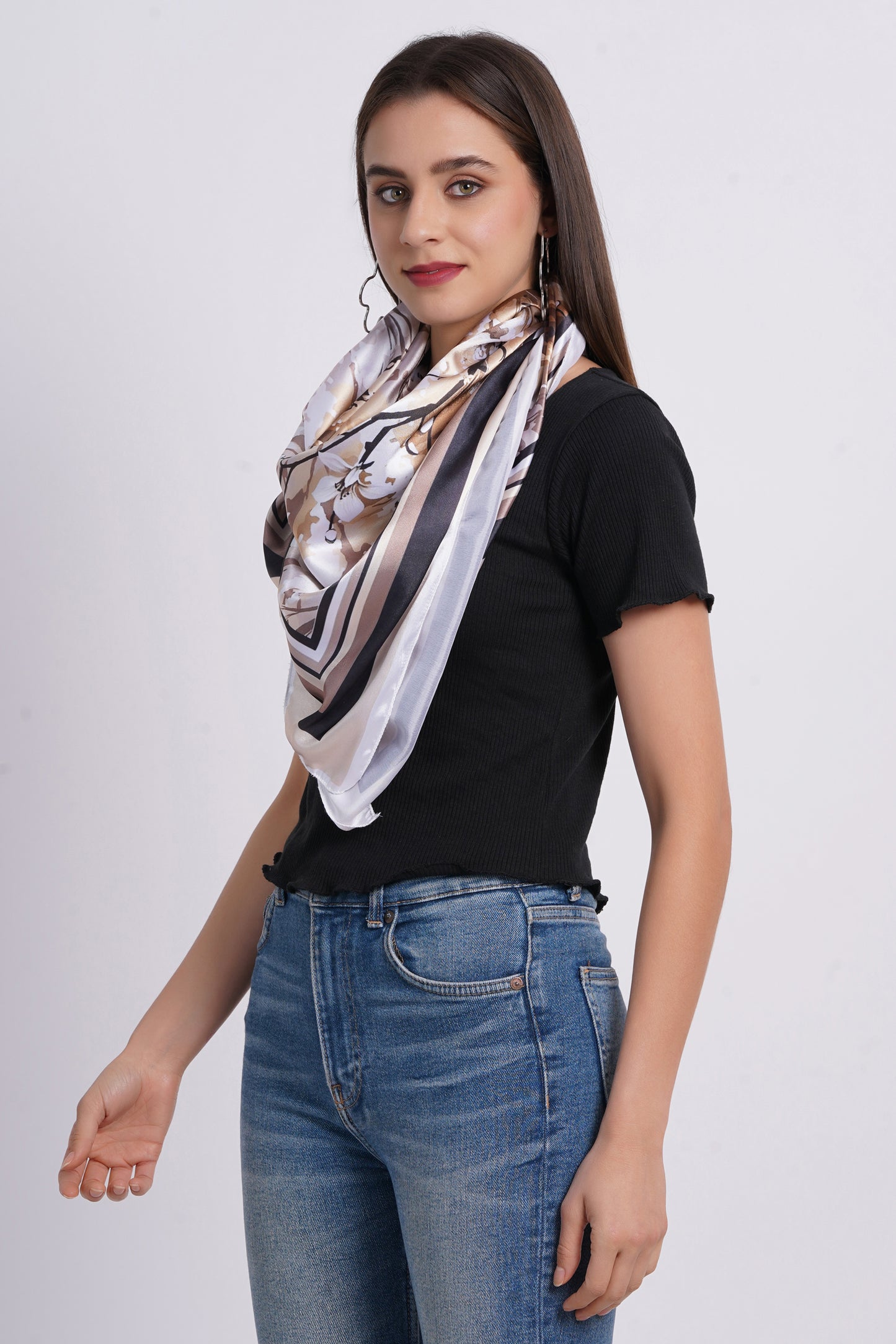 AXOLOTL Satin Silky Elegant Women Digital Print Scarf