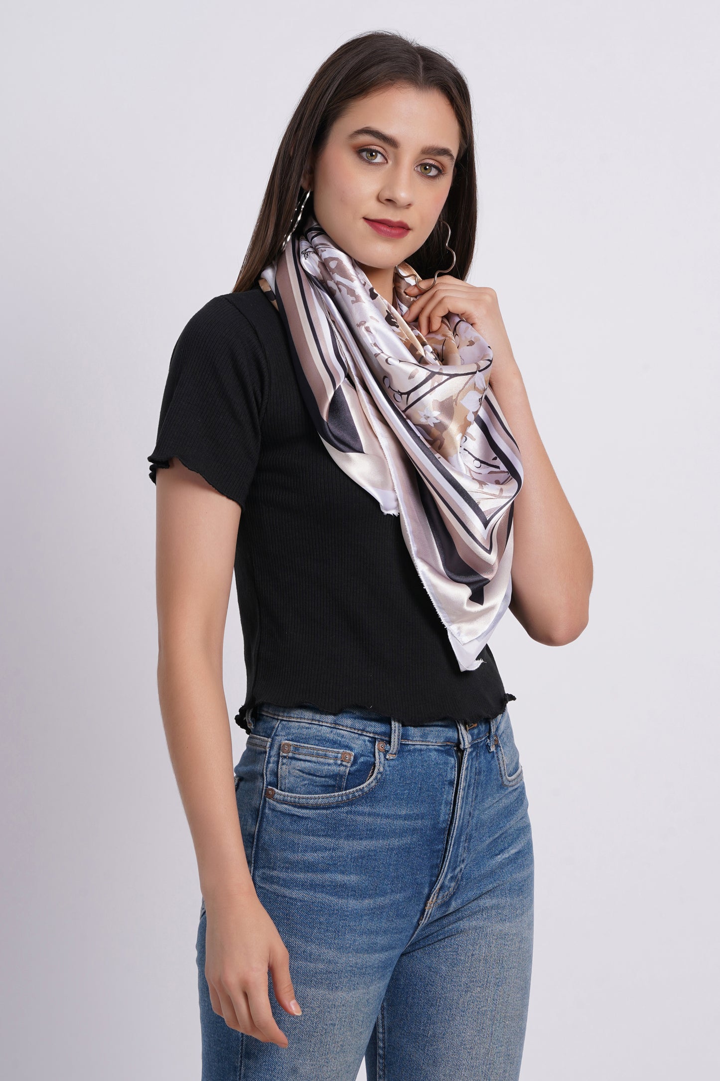 AXOLOTL Satin Silky Elegant Women Digital Print Scarf