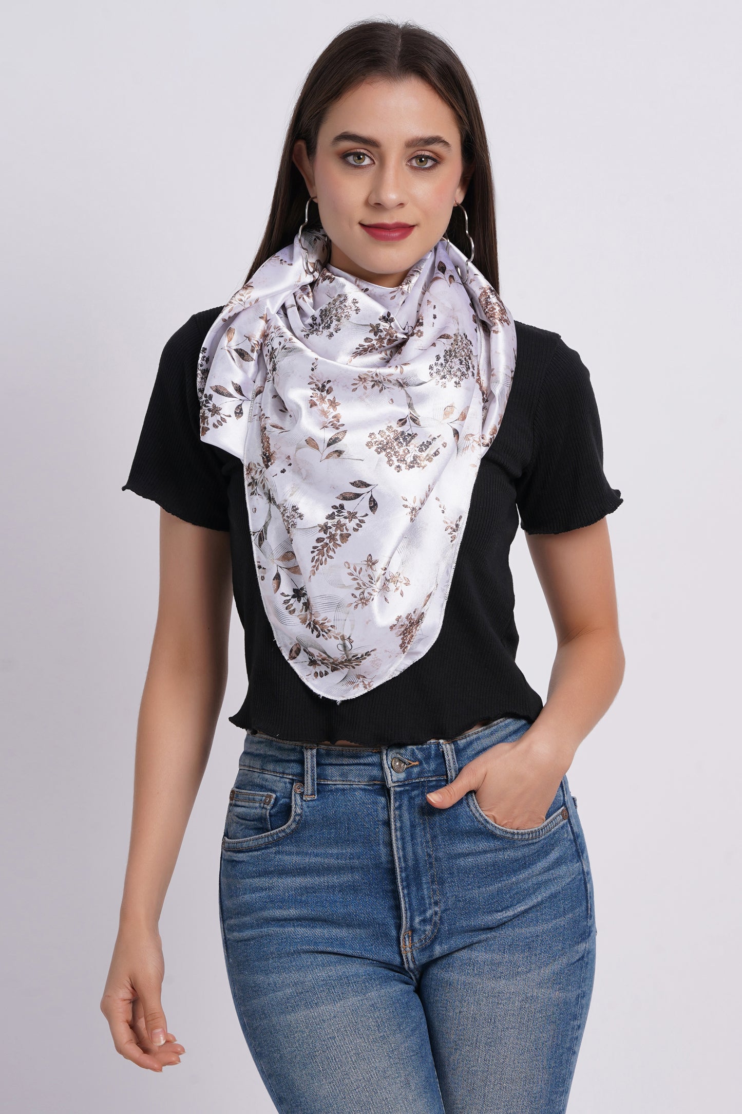 AXOLOTL Satin Silky Elegant Women Digital Print Scarf