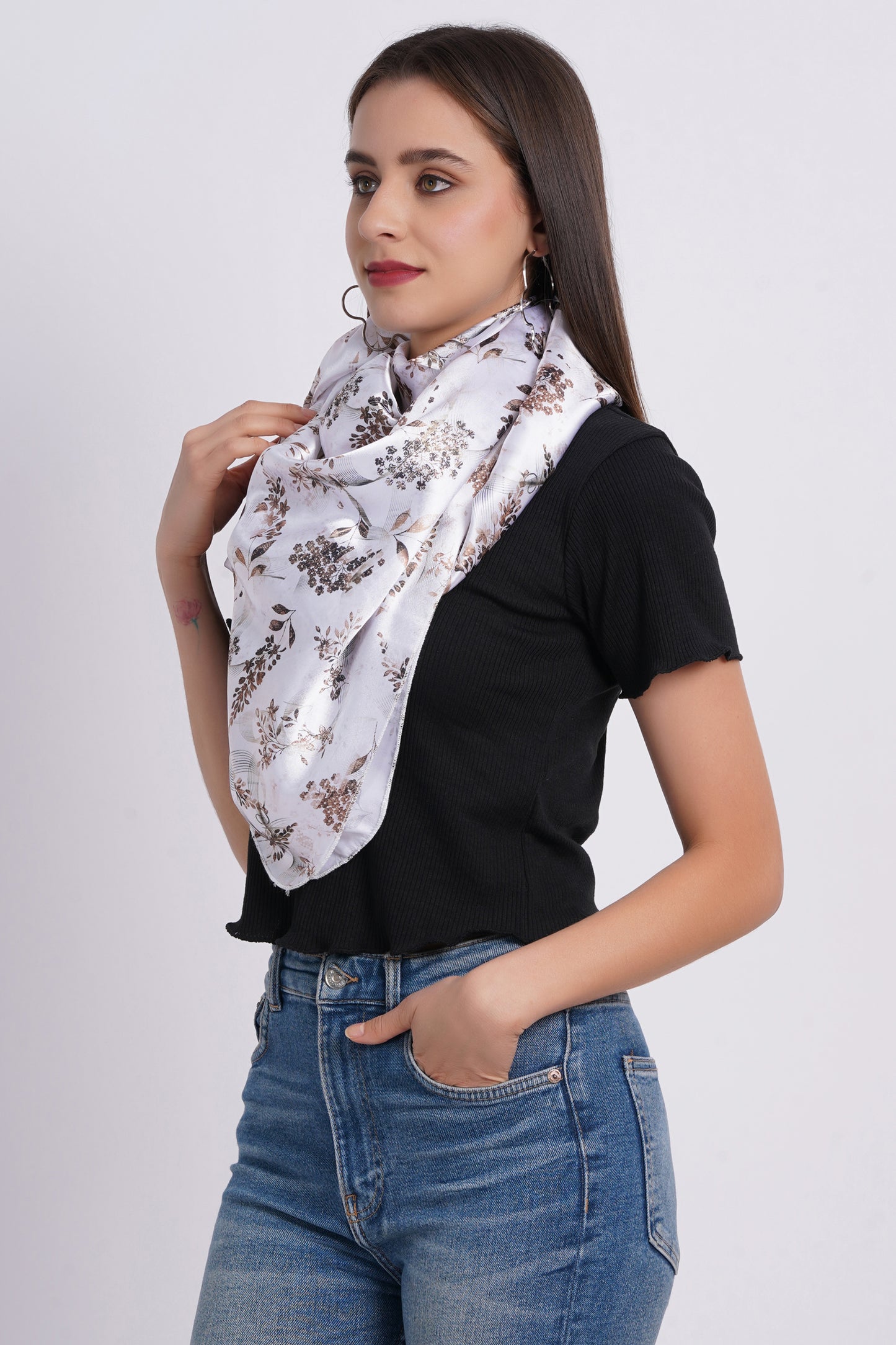 AXOLOTL Satin Silky Elegant Women Digital Print Scarf