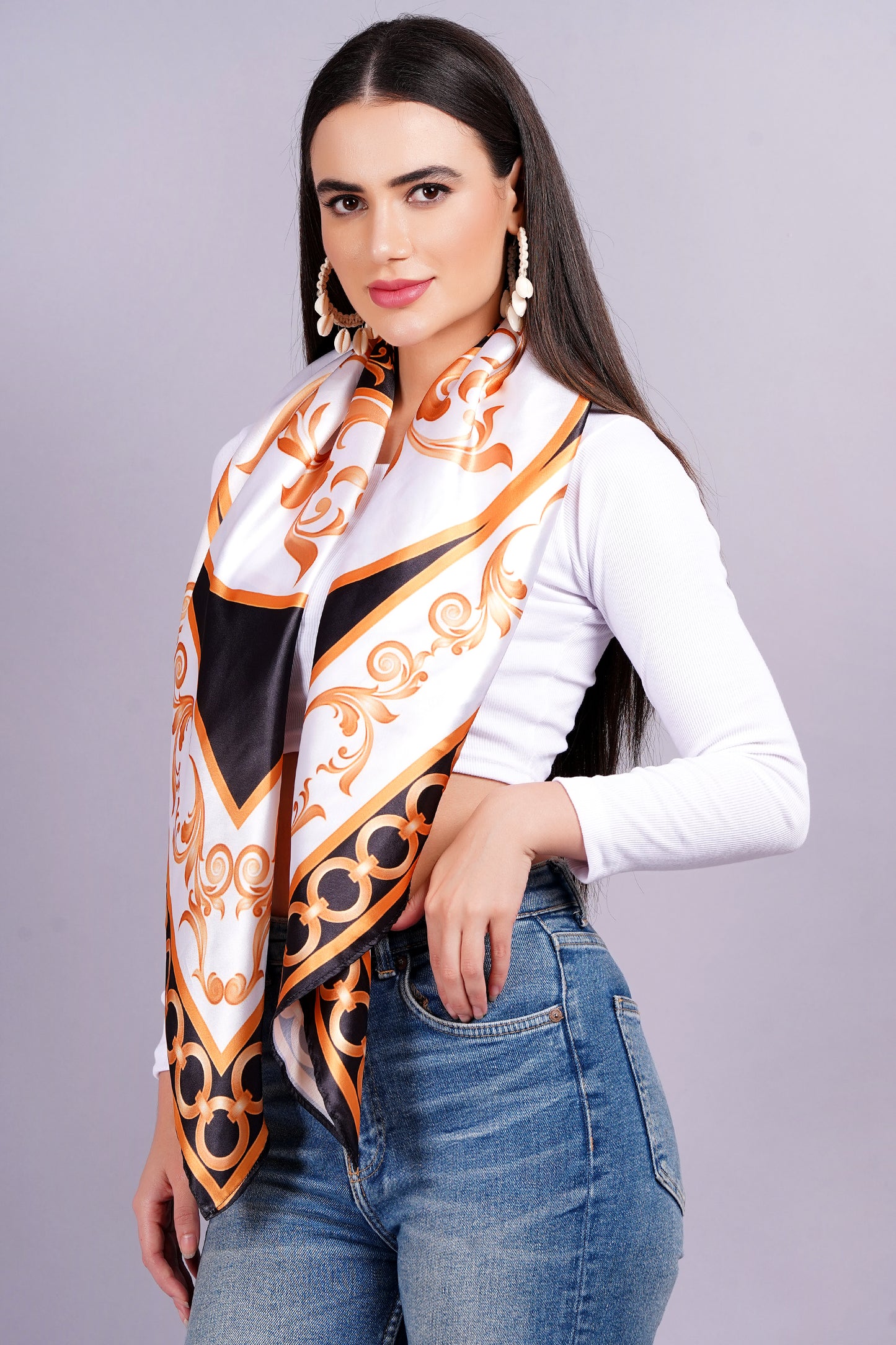 AXOLOTL Satin Silky Elegant Women Digital Print Scarf