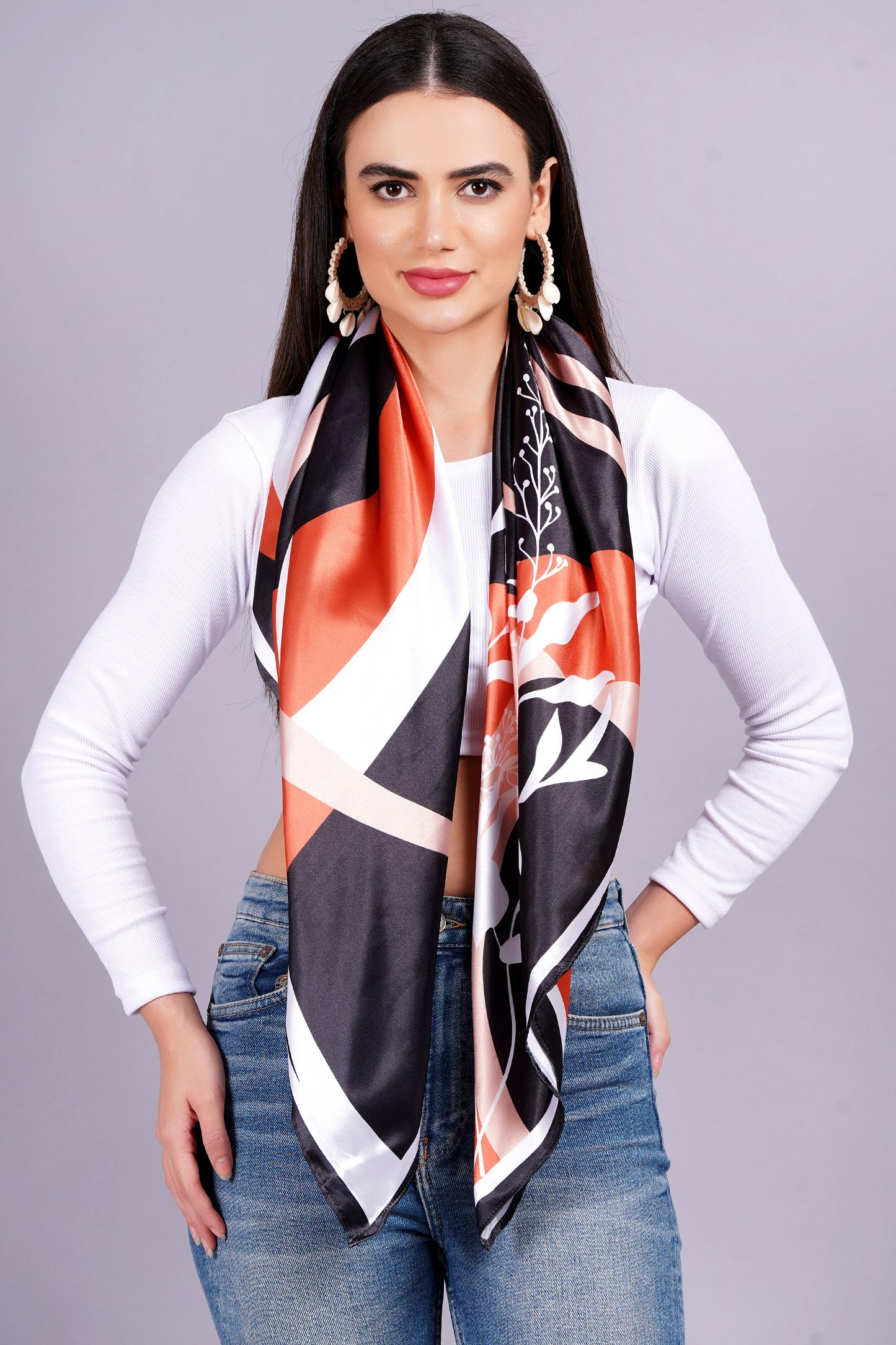 AXOLOTL Satin Silky Elegant Women Digital Print Scarf