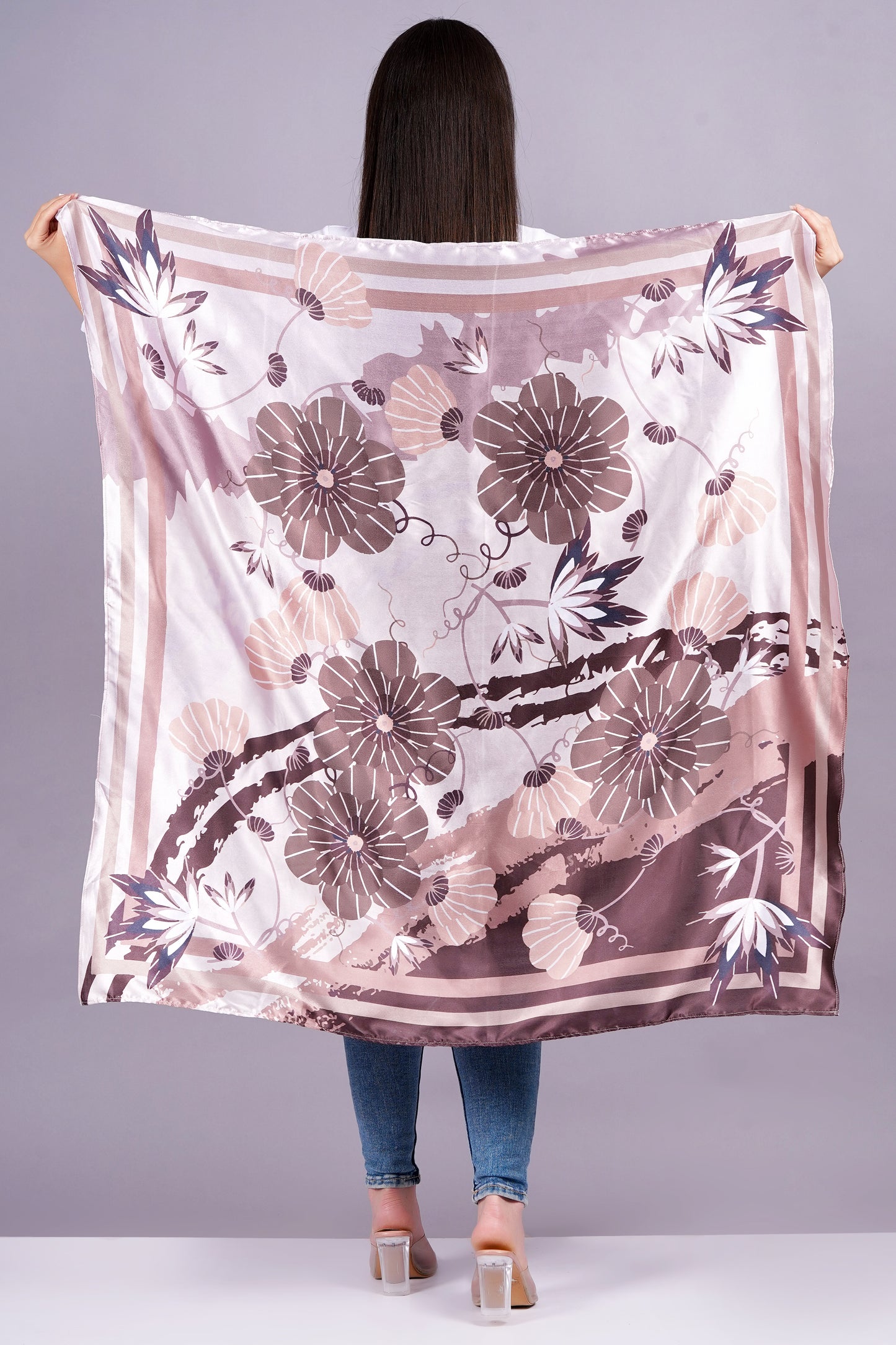 AXOLOTL Satin Silky Elegant Women Digital Print Scarf