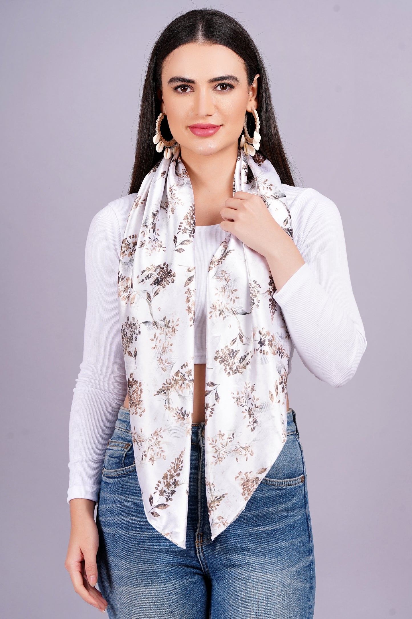 AXOLOTL Satin Silky Elegant Women Digital Print Scarf