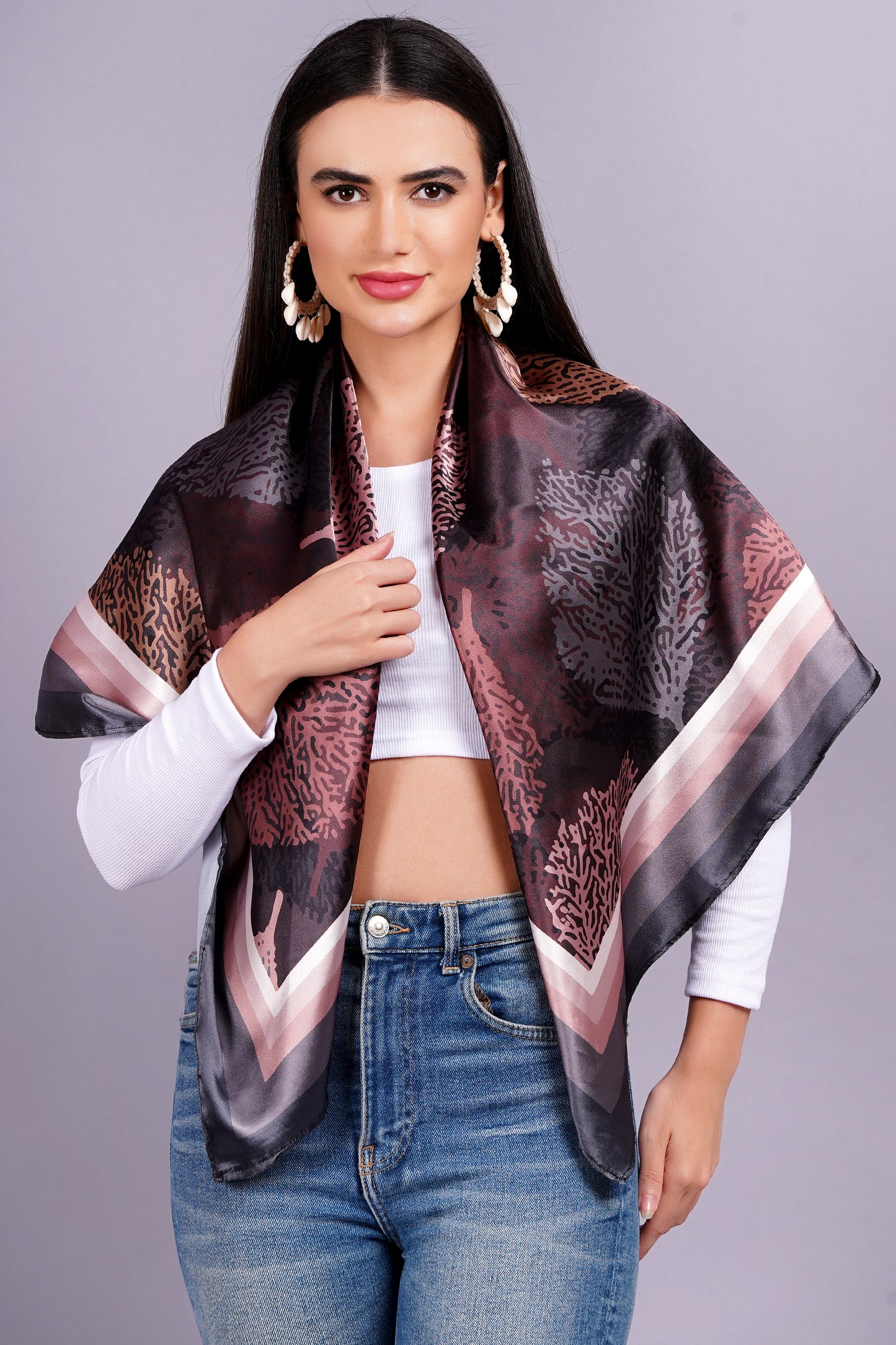 AXOLOTL Satin Silky Elegant Women Digital Print Scarf