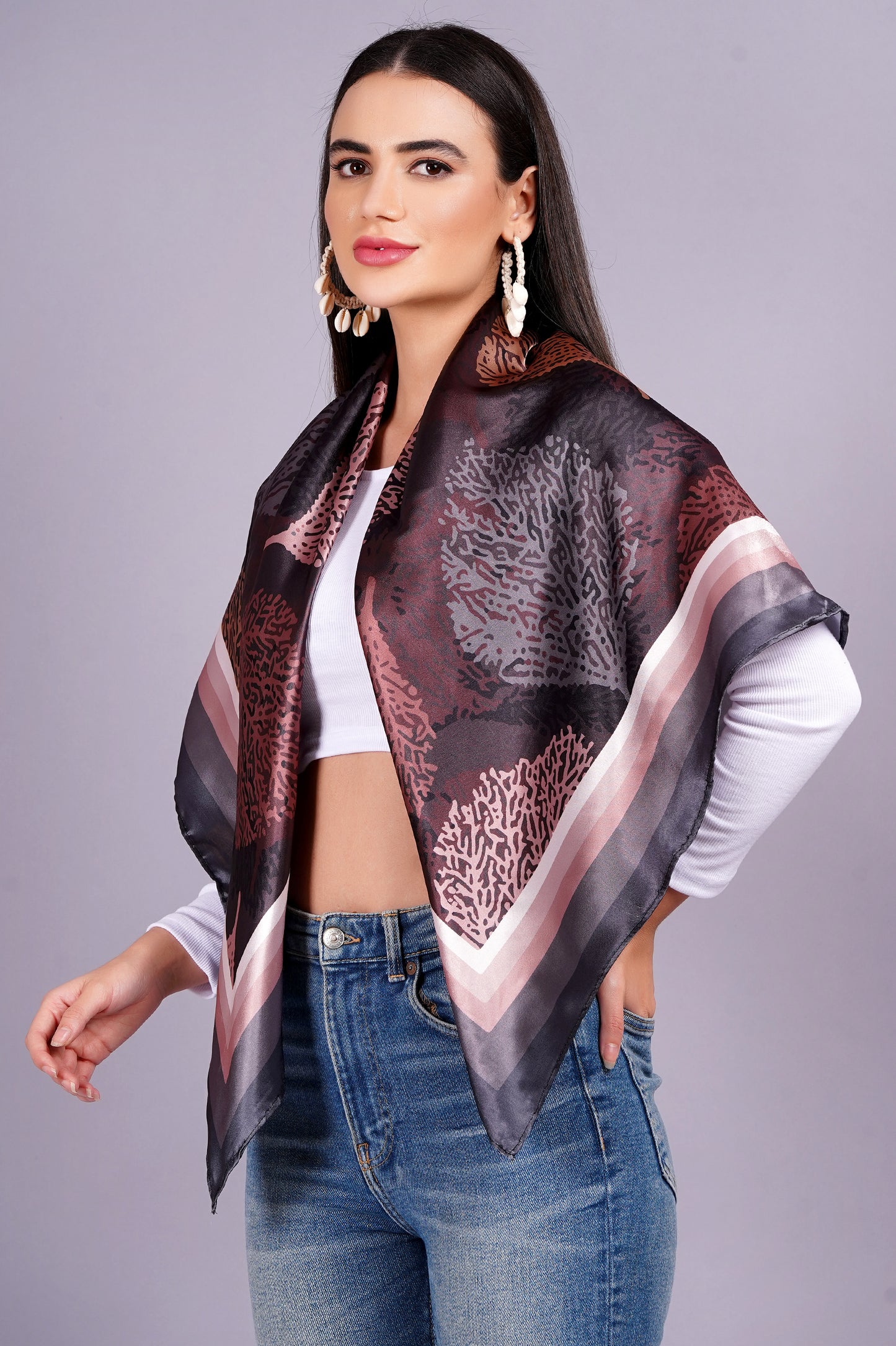 AXOLOTL Satin Silky Elegant Women Digital Print Scarf