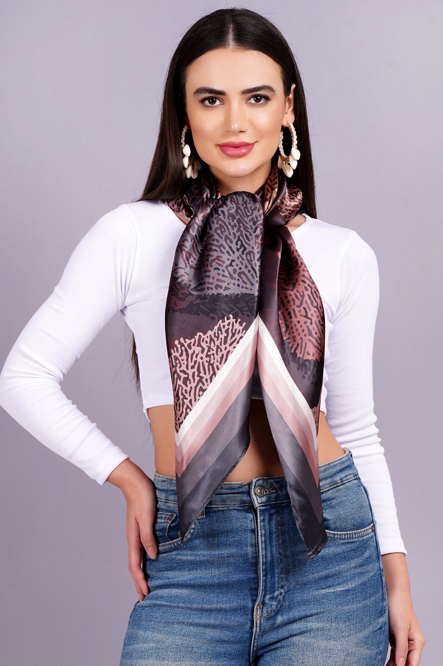 AXOLOTL Satin Silky Elegant Women Digital Print Scarf