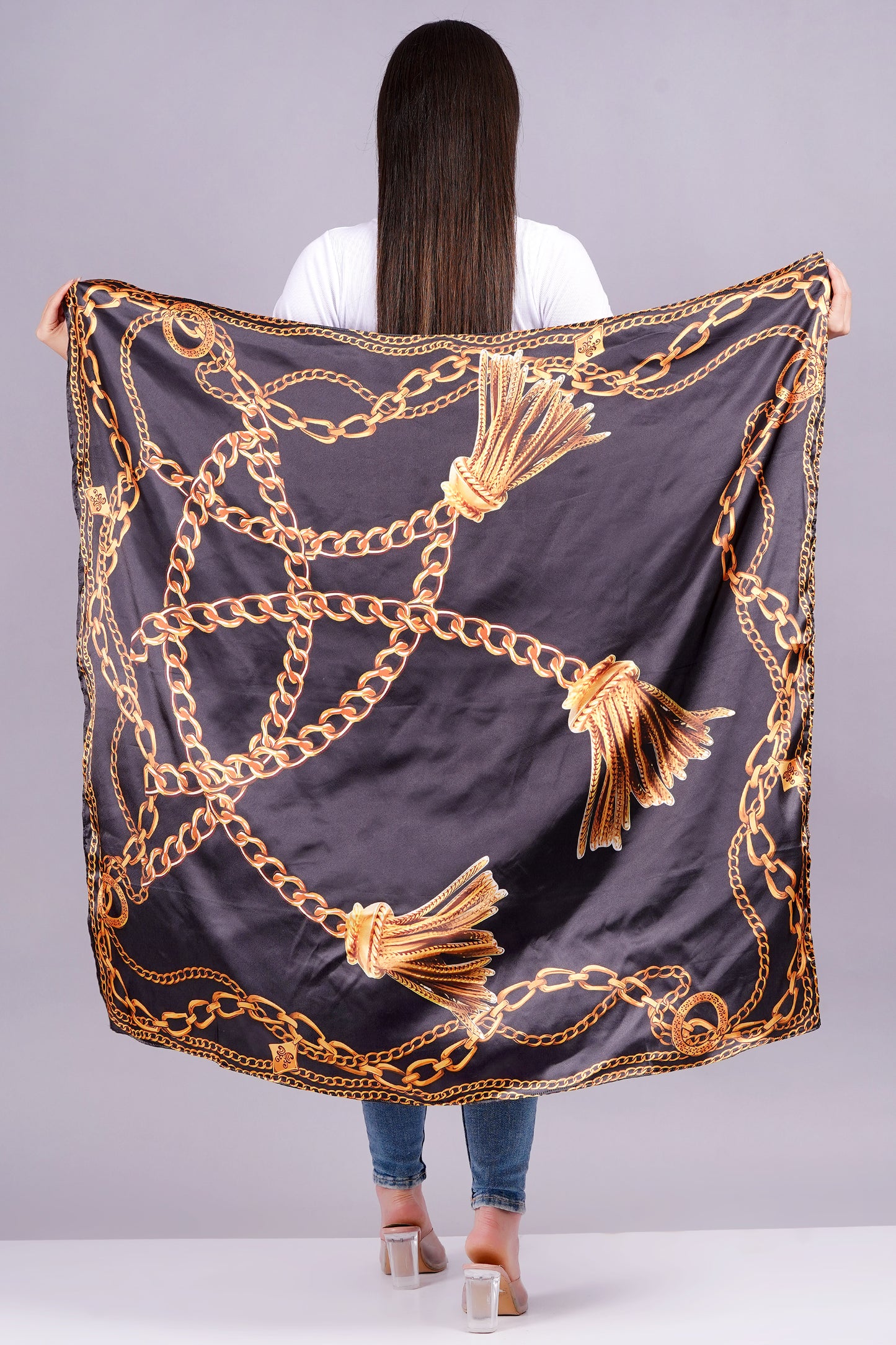 AXOLOTL Satin Silky Elegant Women Digital Print Scarf