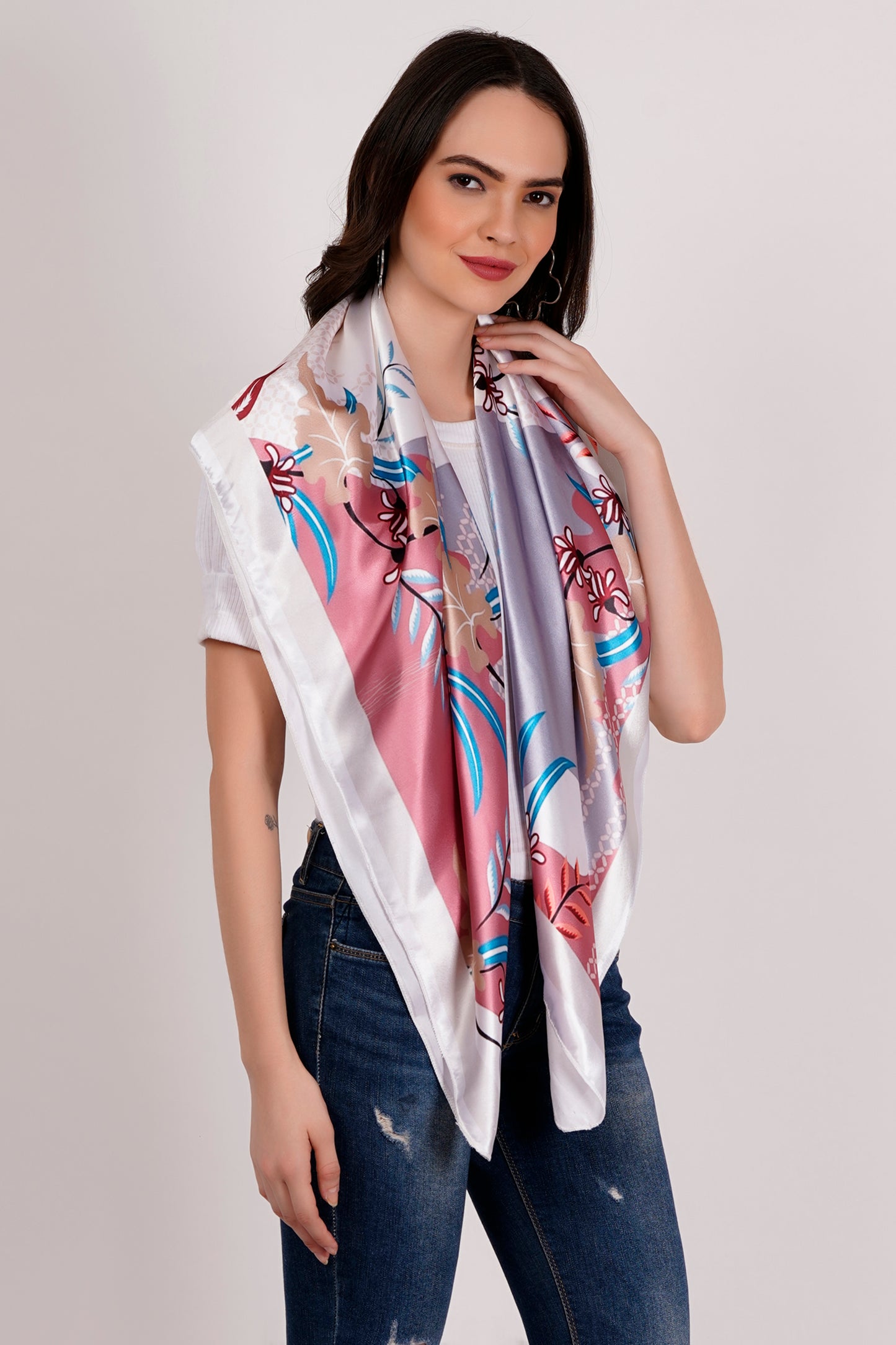 AXOLOTL Satin Silky Elegant Women Digital Print Scarf