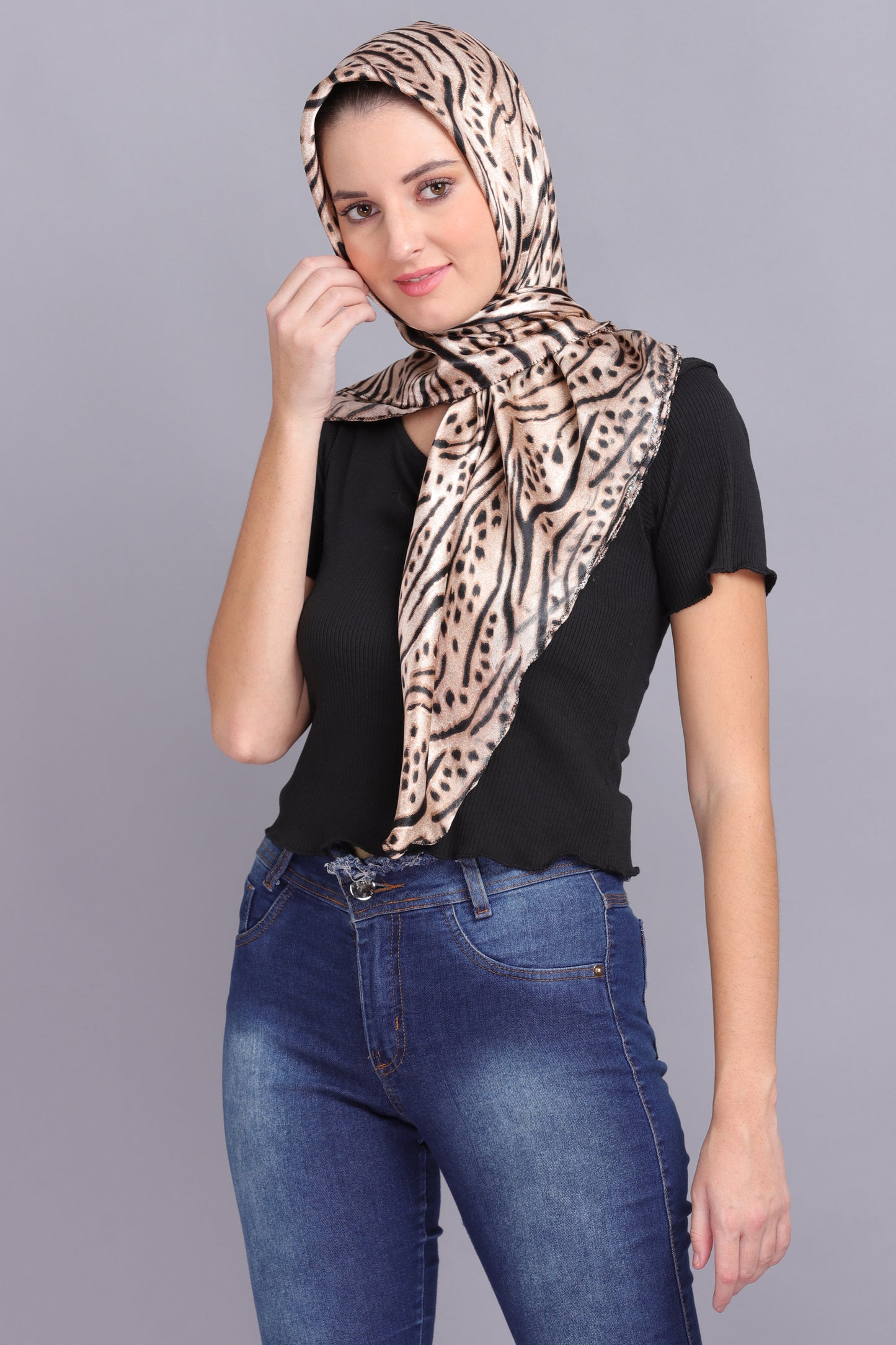 AXOLOTL Satin Silky Elegant Women Digital Print Scarf