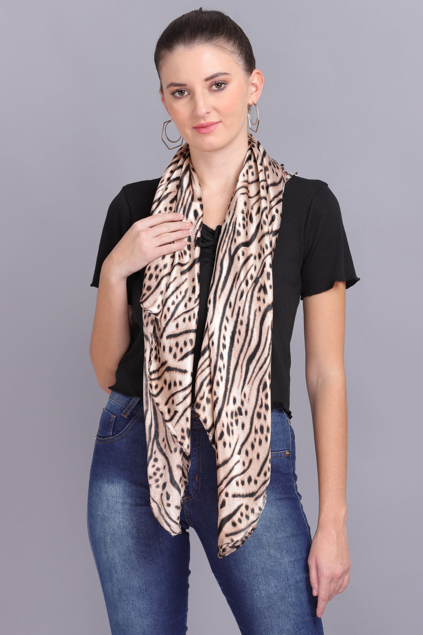 AXOLOTL Satin Silky Elegant Women Digital Print Scarf