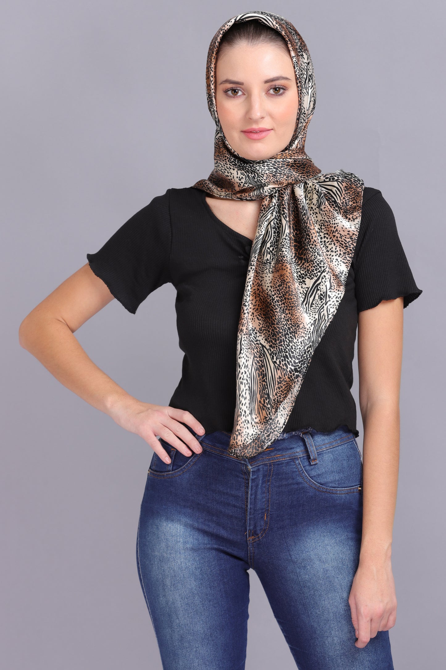 AXOLOTL Satin Silky Elegant Women Digital Print Scarf