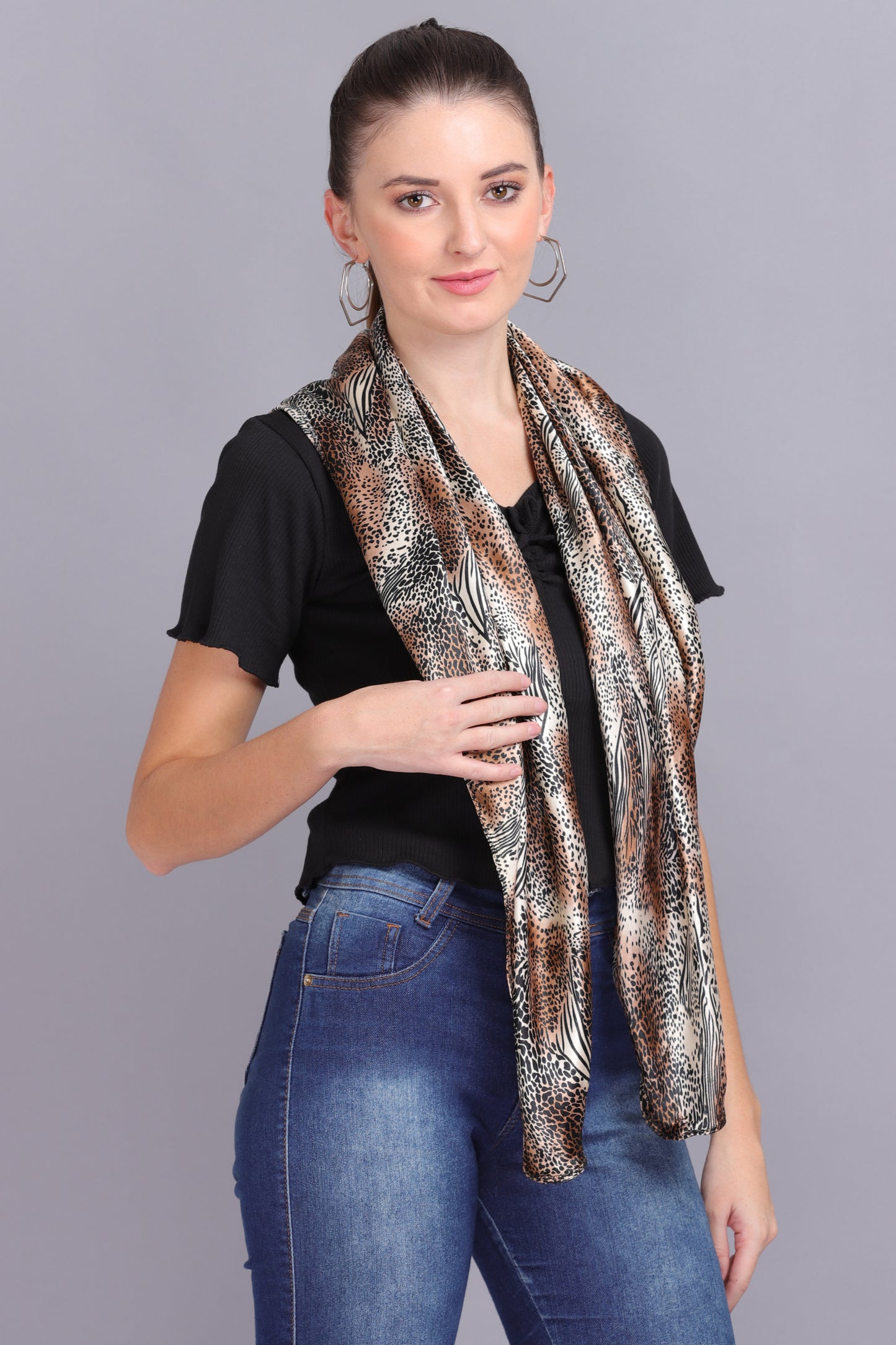 AXOLOTL Satin Silky Elegant Women Digital Print Scarf