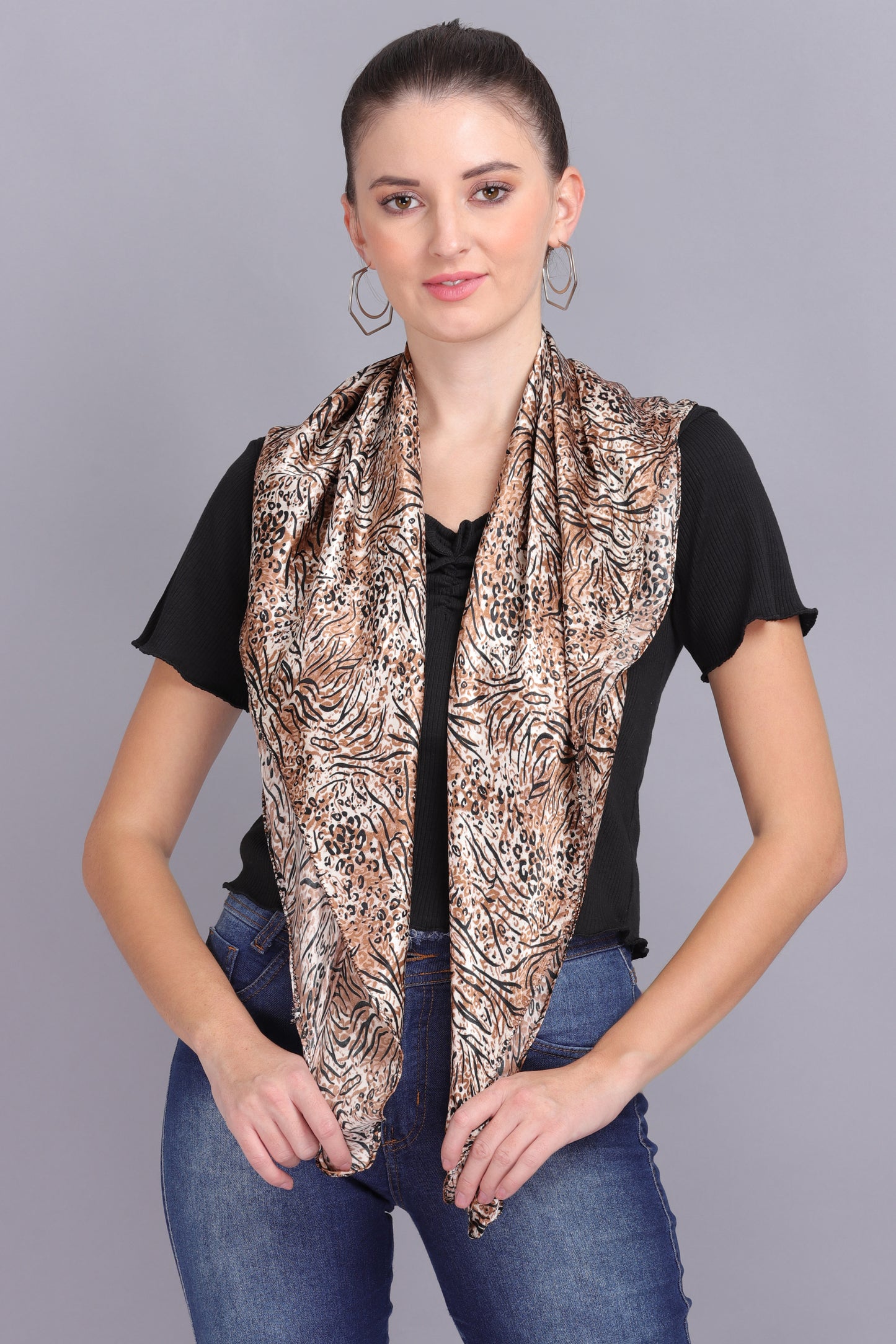 AXOLOTL Satin Silky Elegant Women Digital Print Scarf