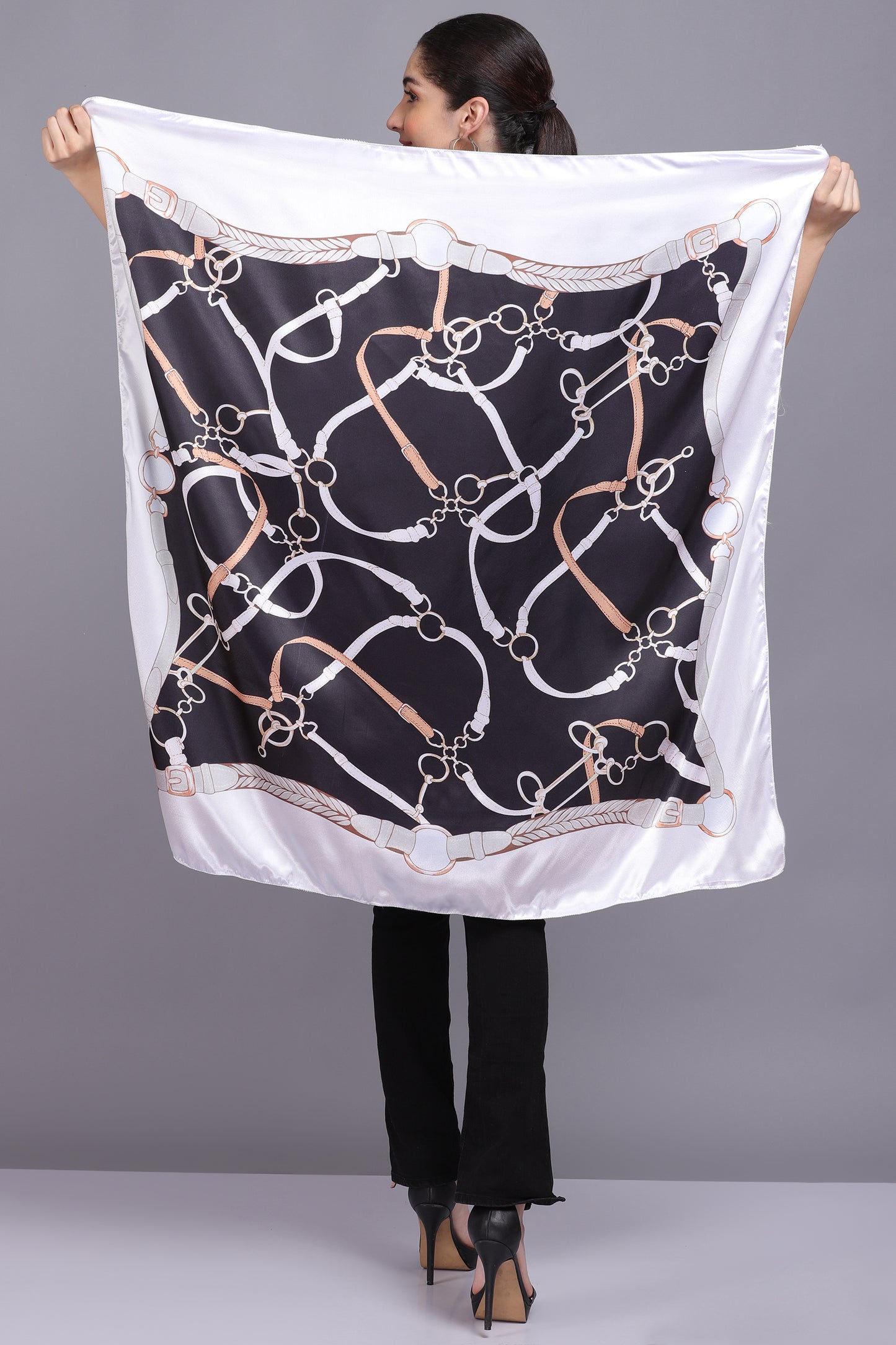 AXOLOTL Satin Silky Elegant Women Digital Print Scarf