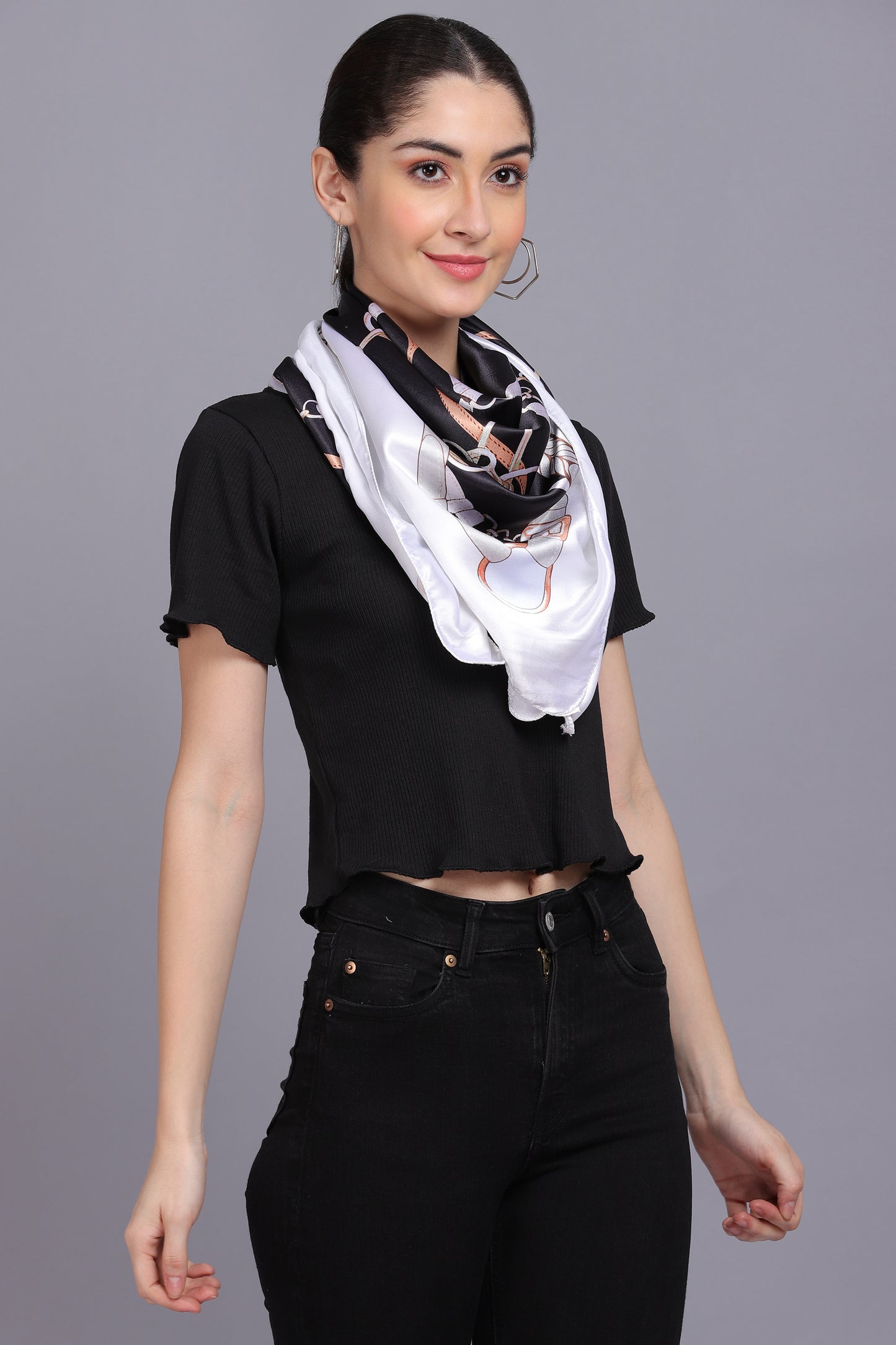 AXOLOTL Satin Silky Elegant Women Digital Print Scarf