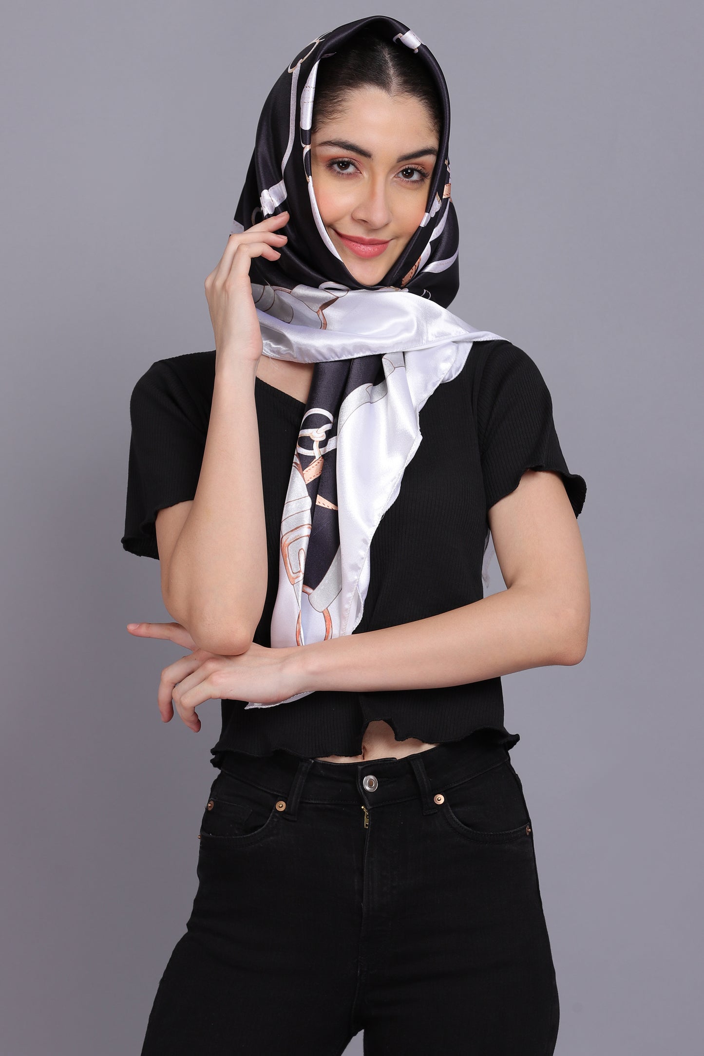 AXOLOTL Satin Silky Elegant Women Digital Print Scarf