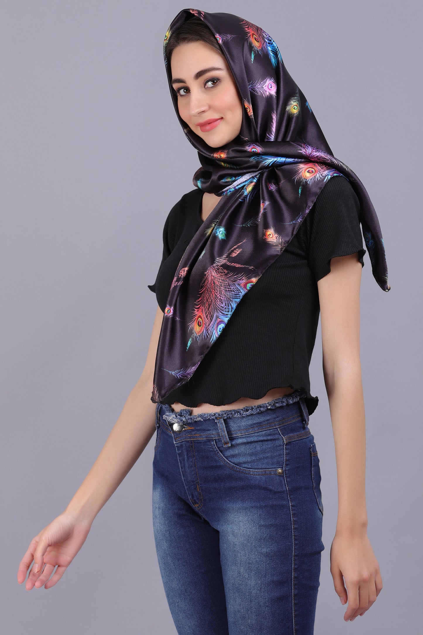 AXOLOTL Satin Silky Elegant Women Digital Print Scarf