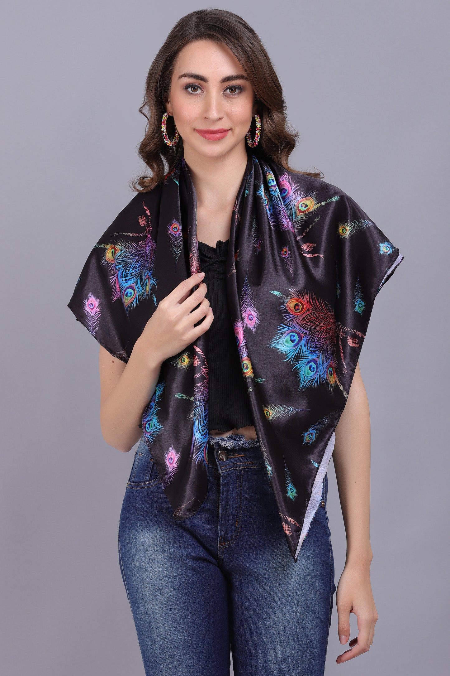 AXOLOTL Satin Silky Elegant Women Digital Print Scarf