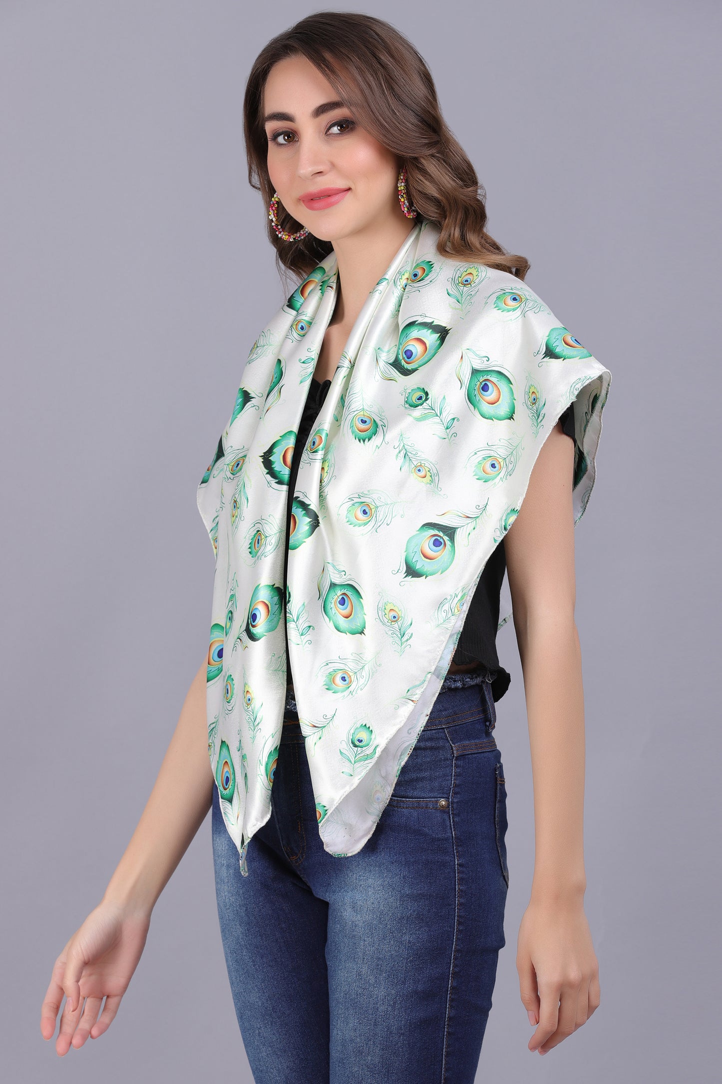 AXOLOTL Satin Silky Elegant Women Digital Print Scarf