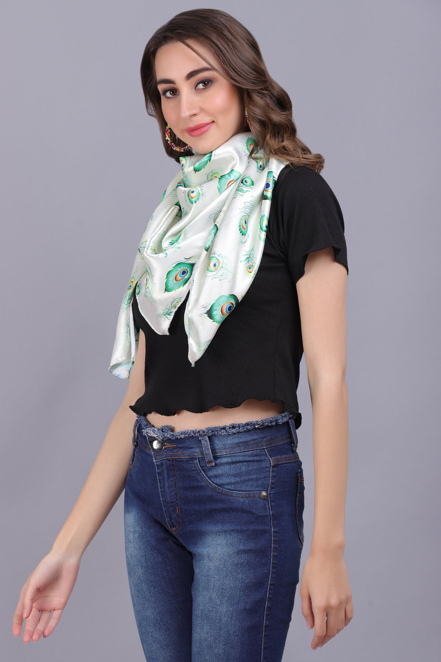 AXOLOTL Satin Silky Elegant Women Digital Print Scarf